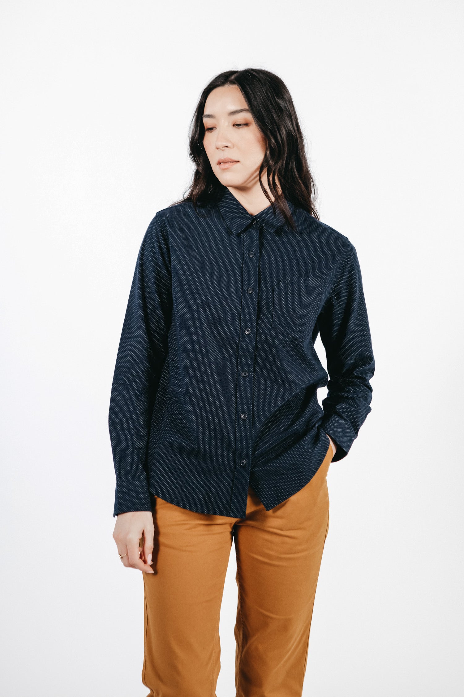 Gene Utility Shirt / Navy Dobby