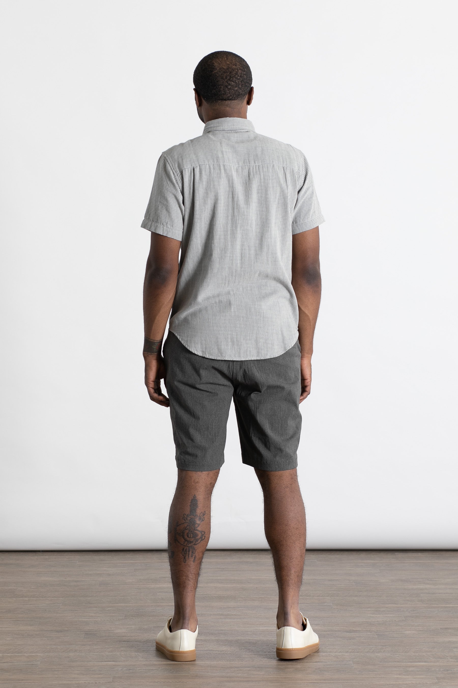 Jordan Slim Shirt / Ivory Grid Doublecloth