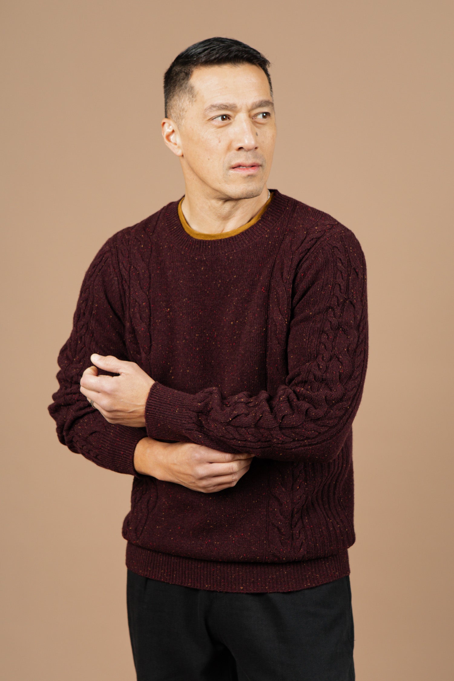 Hugo Sweater / Burgundy Donegal