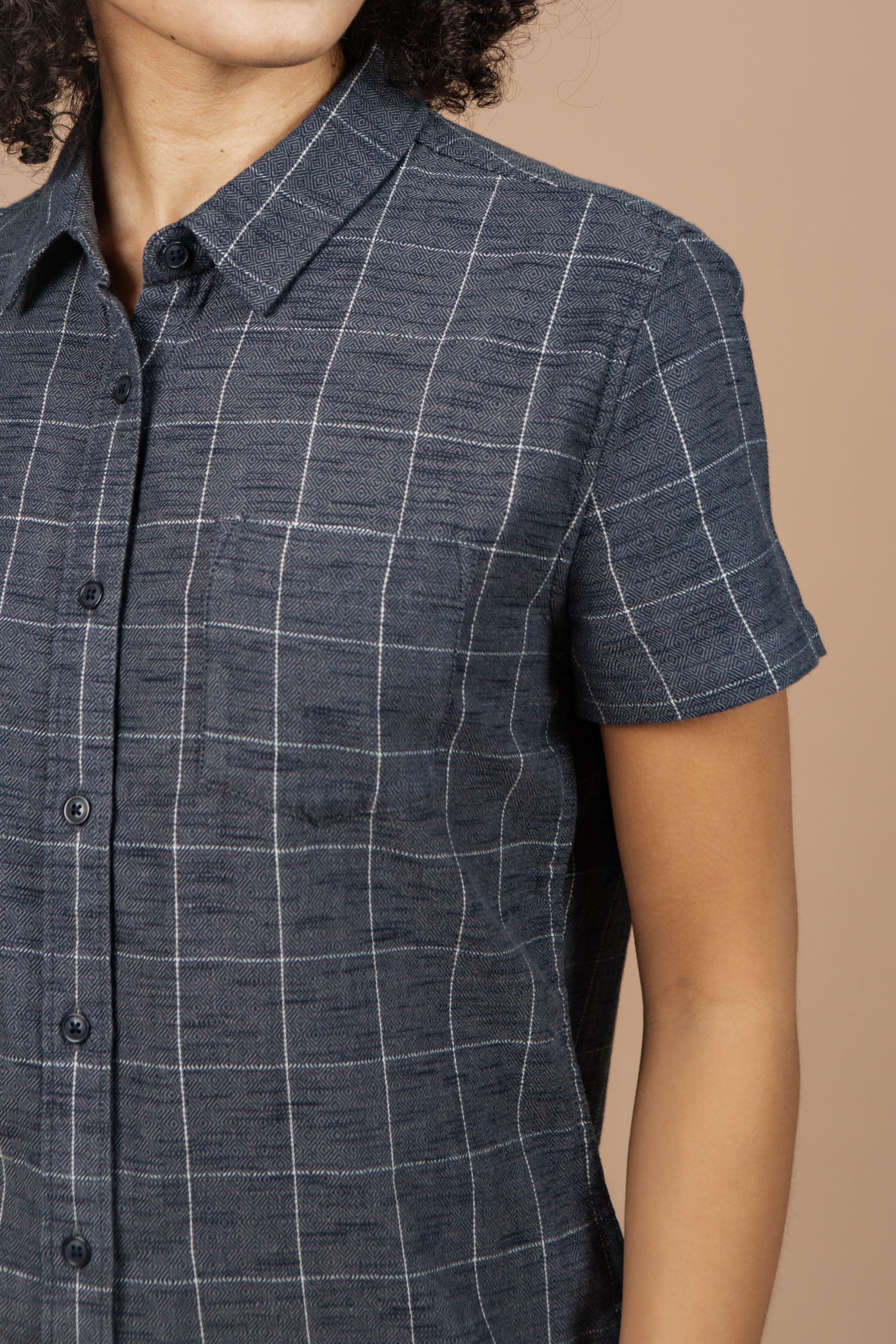 Lana Shirt / Slate Textured Windowpane