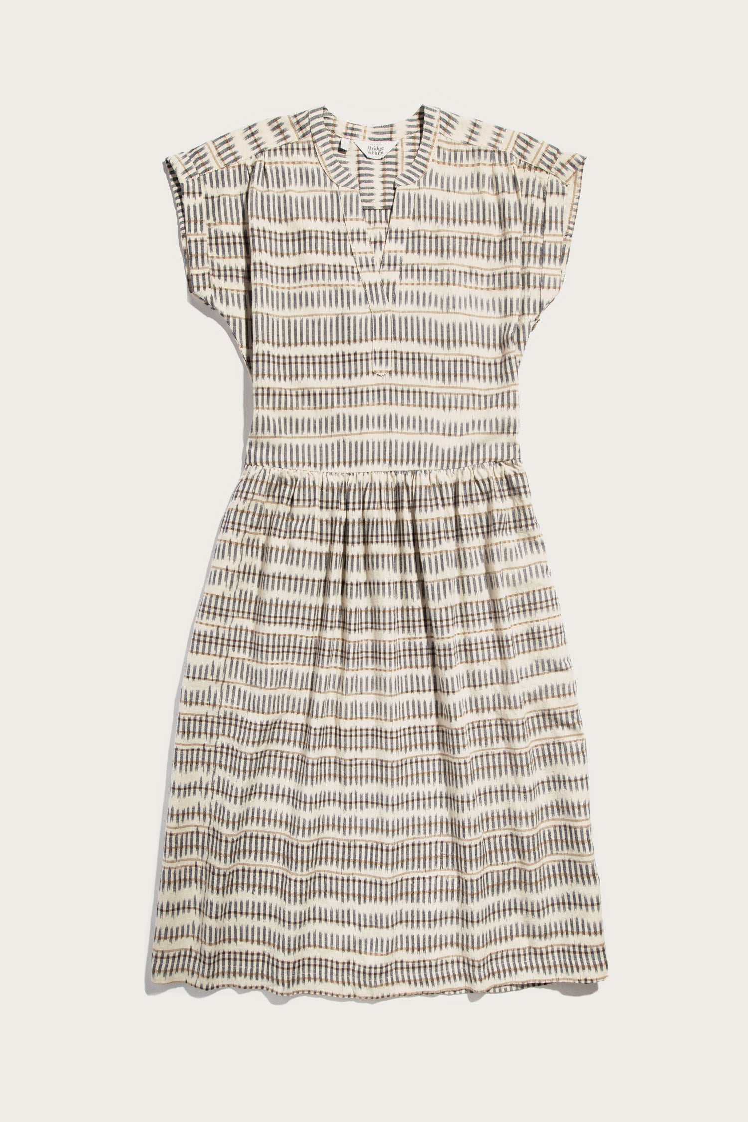 Ira Dress / Mushroom Ikat Stripe