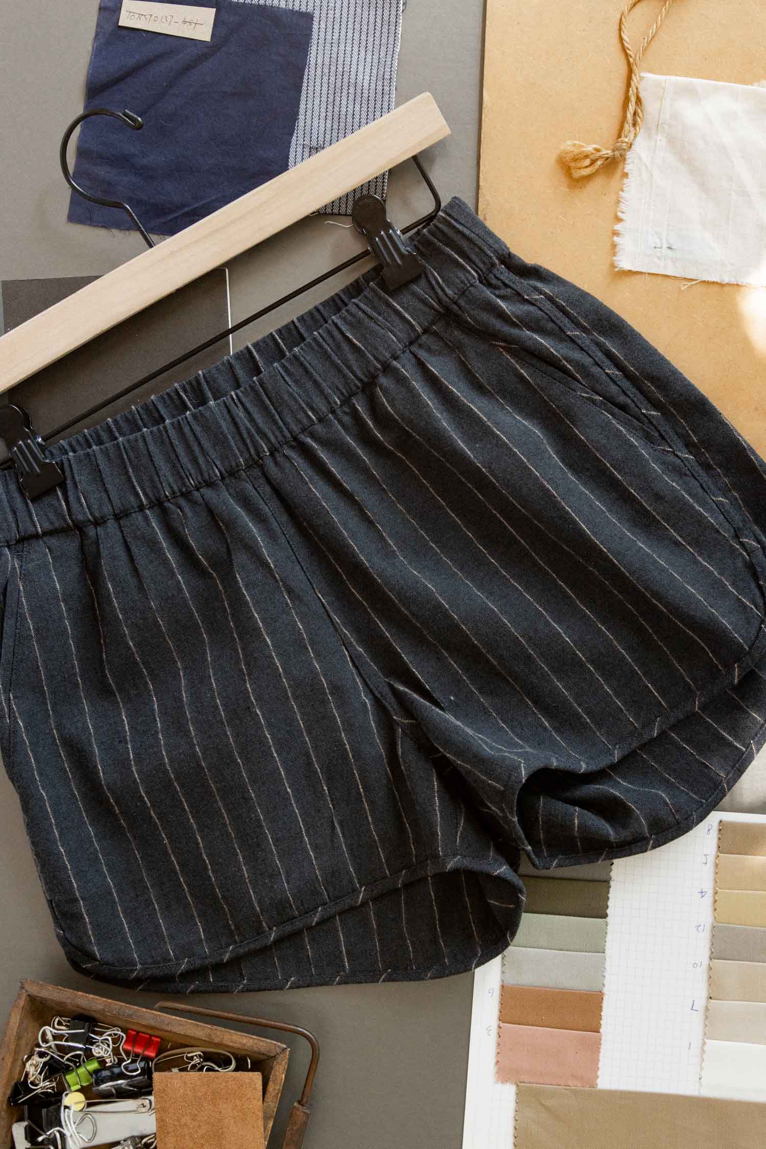 Luca Track Short / Charcoal Stripe