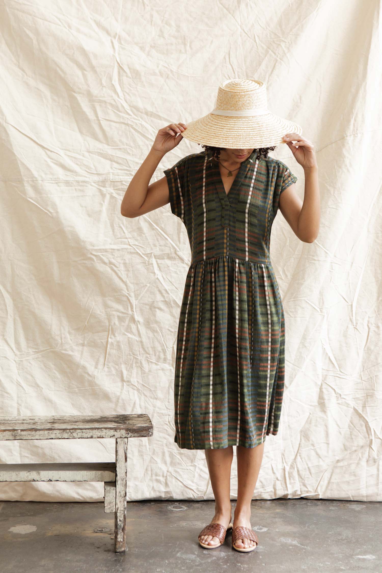 Ira Dress / Olive Stripe