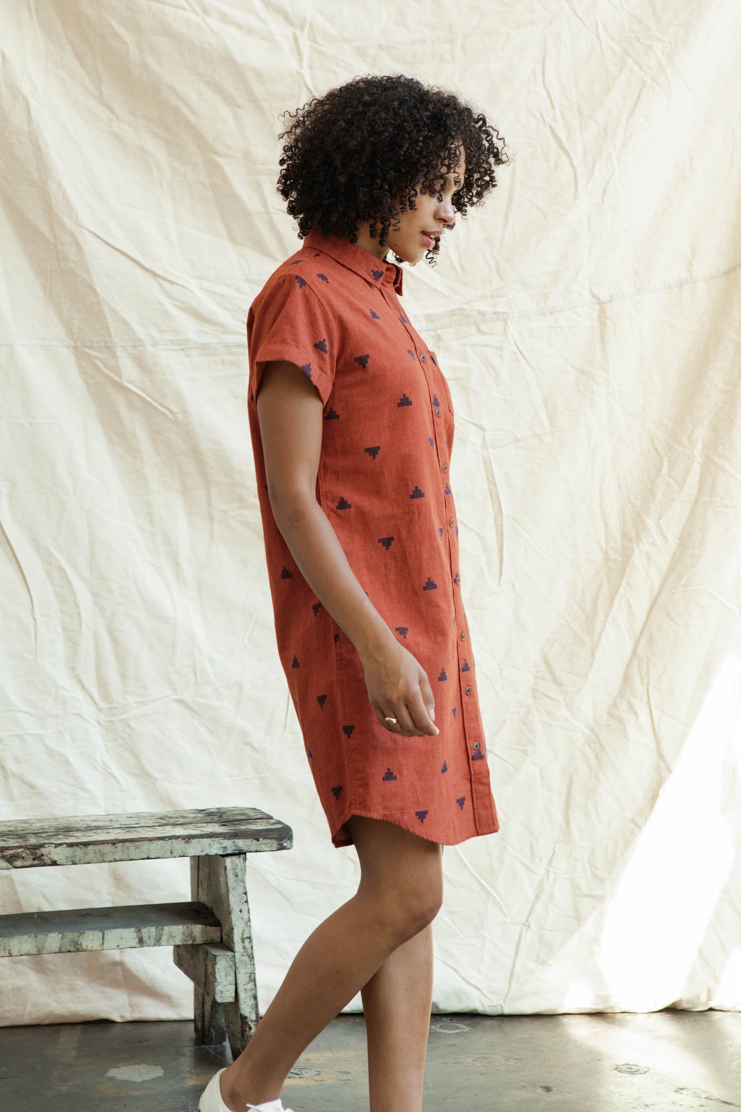 Loren Shirt Dress / Rust Fil-Coupé Pyramids