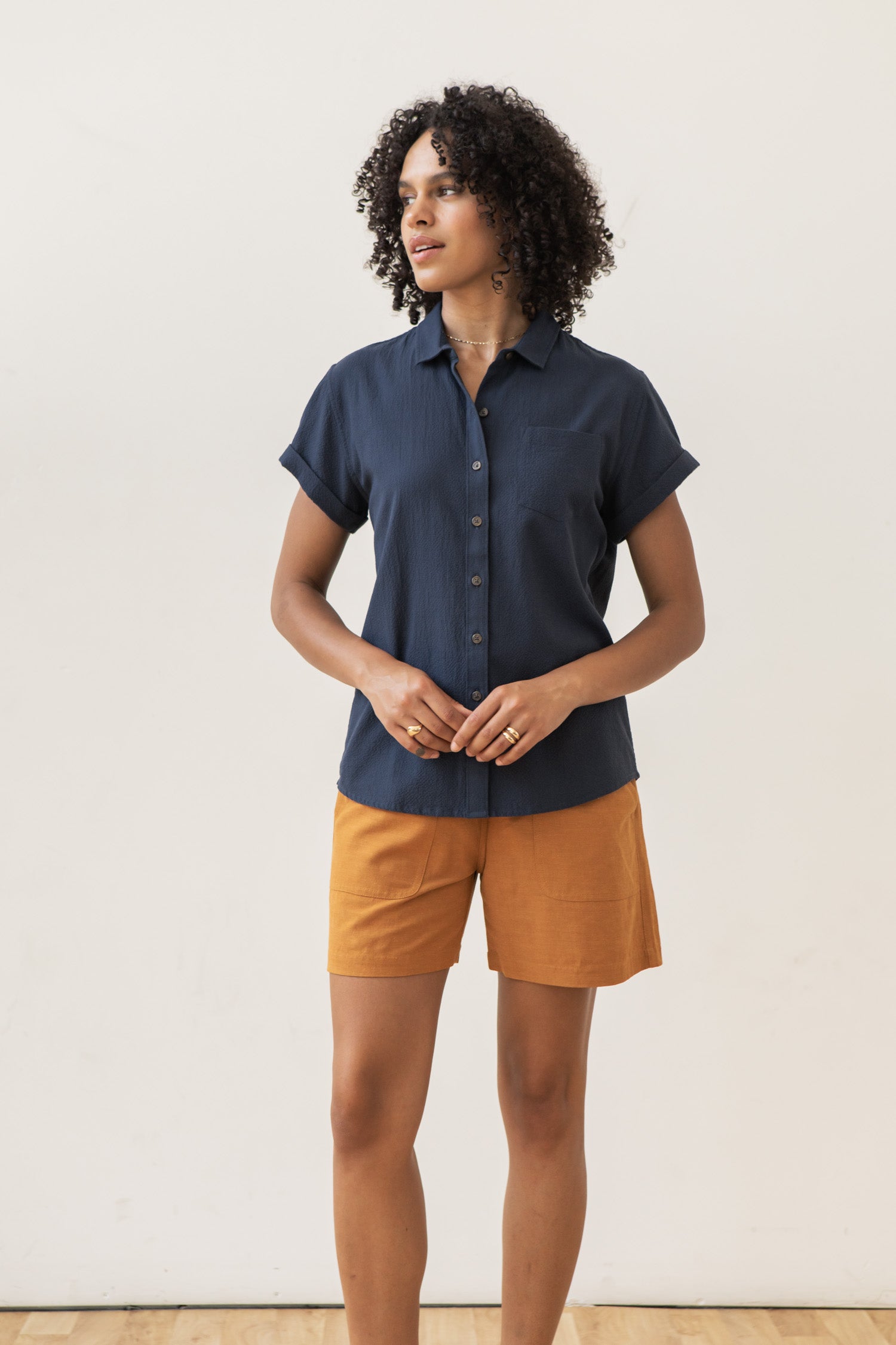 Bea Shirt / Navy Seersucker