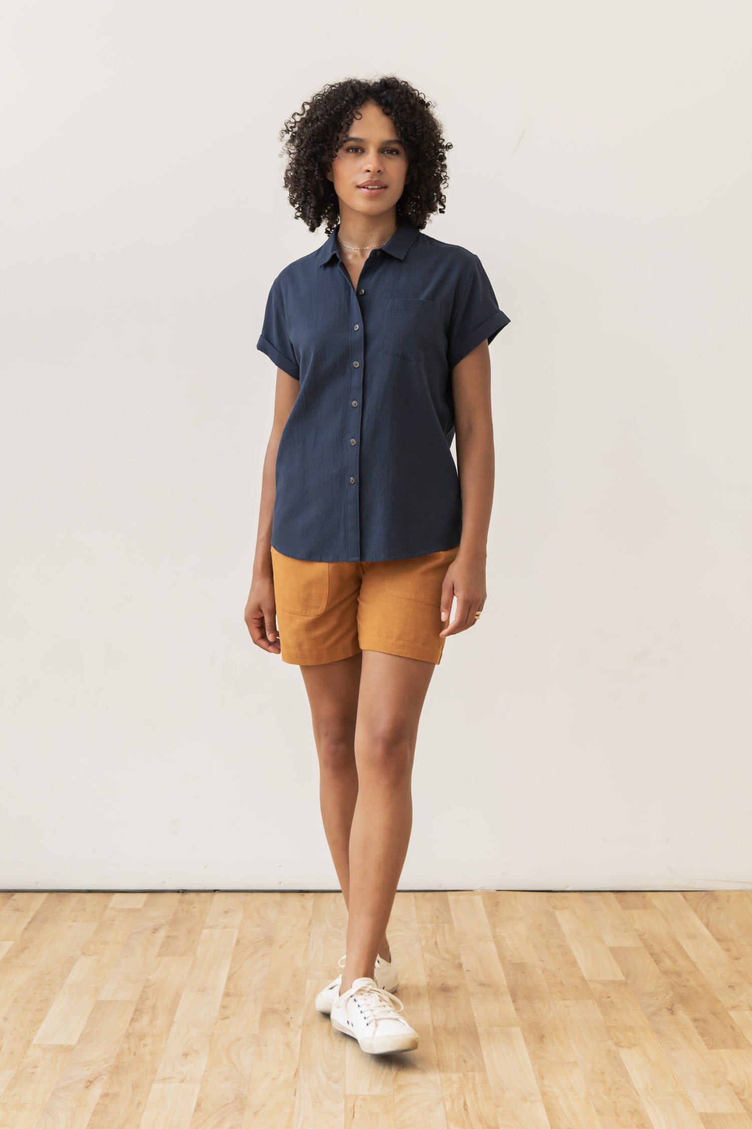 Bea Shirt / Navy Seersucker