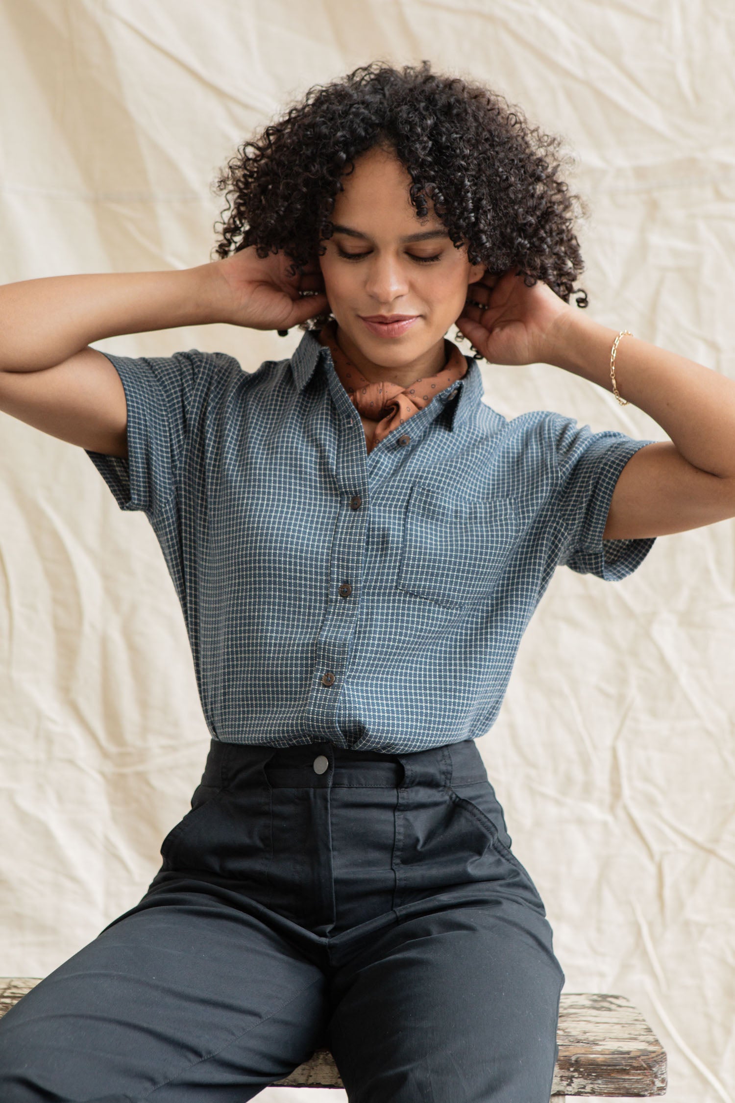 Lana Shirt / Navy Grid