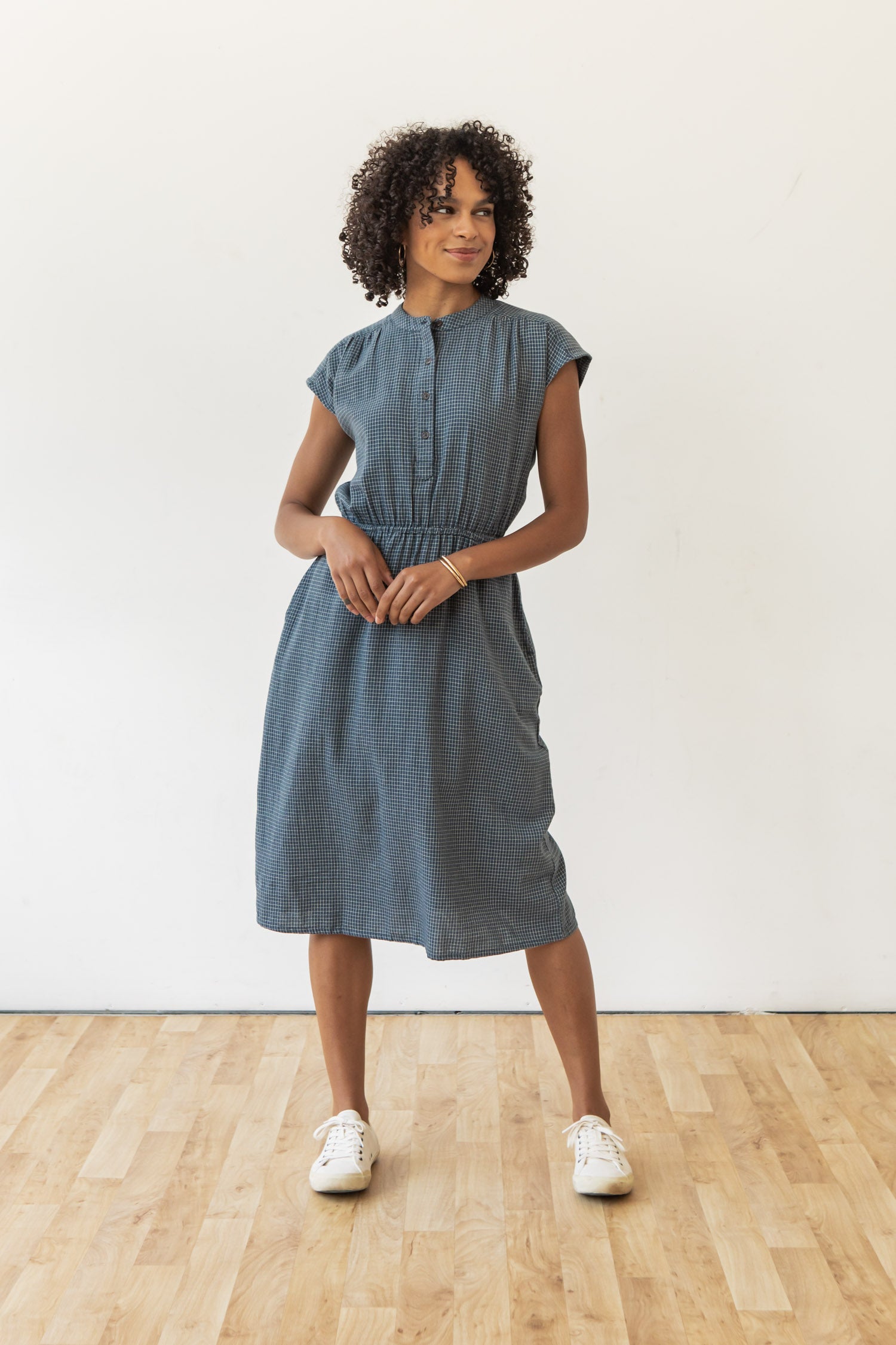 Lorane Dress / Navy Grid