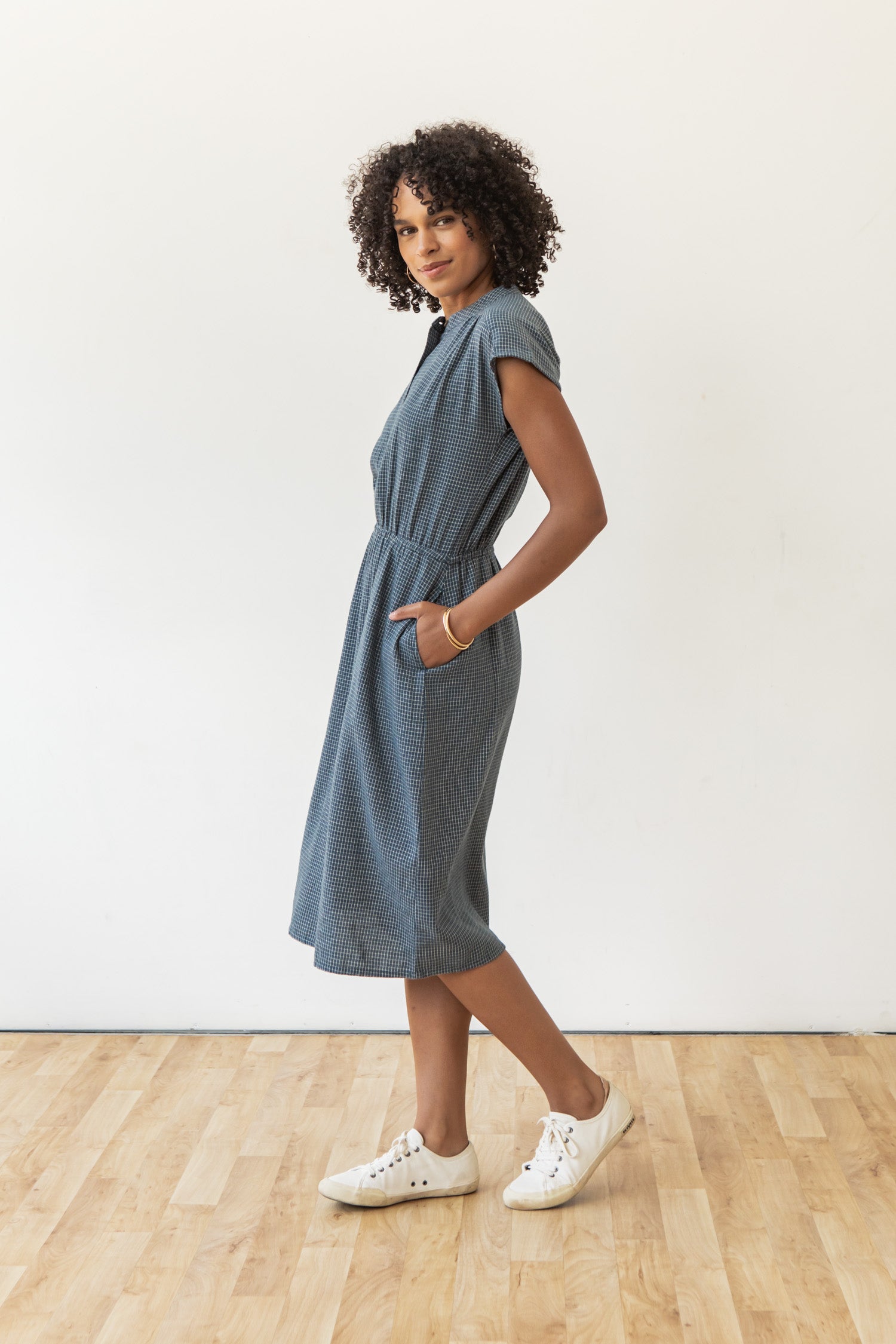 Lorane Dress / Navy Grid