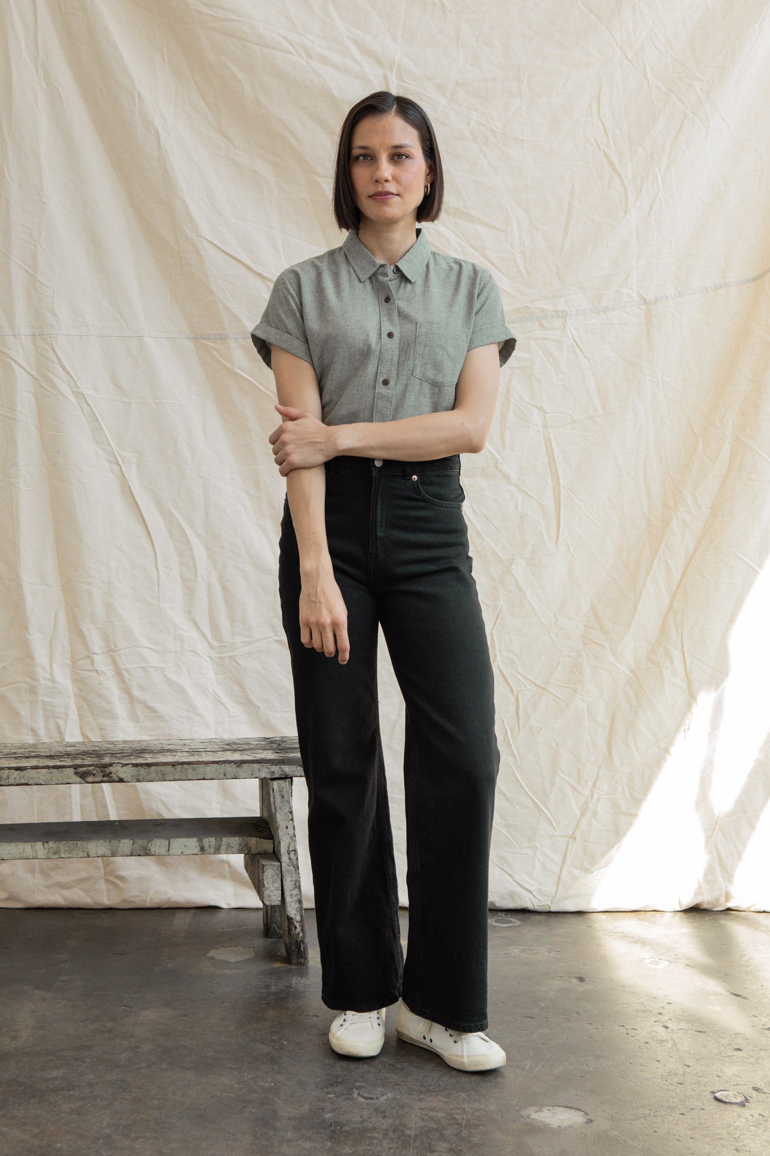 Bea Shirt / Sage Chambray