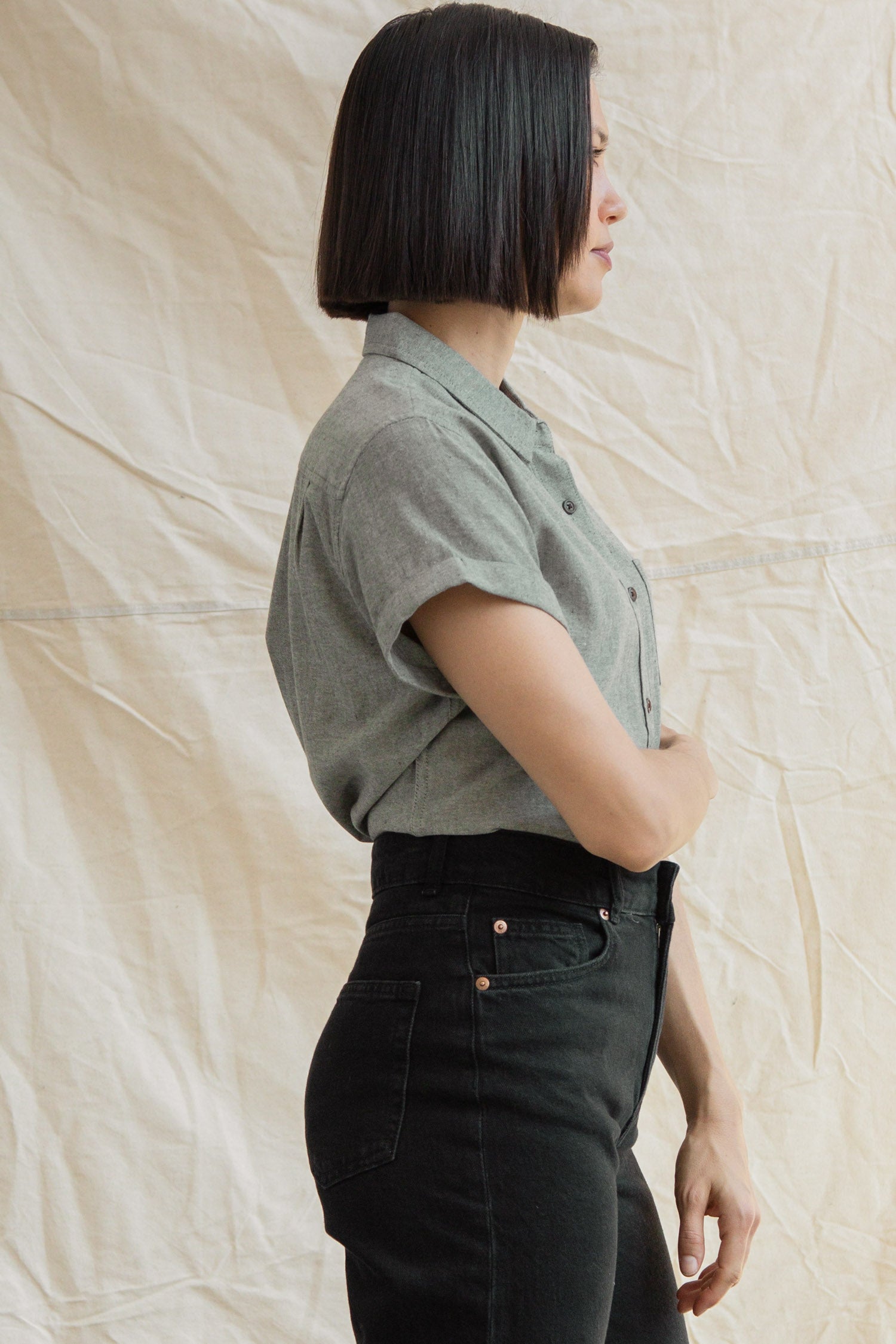 Bea Shirt / Sage Chambray