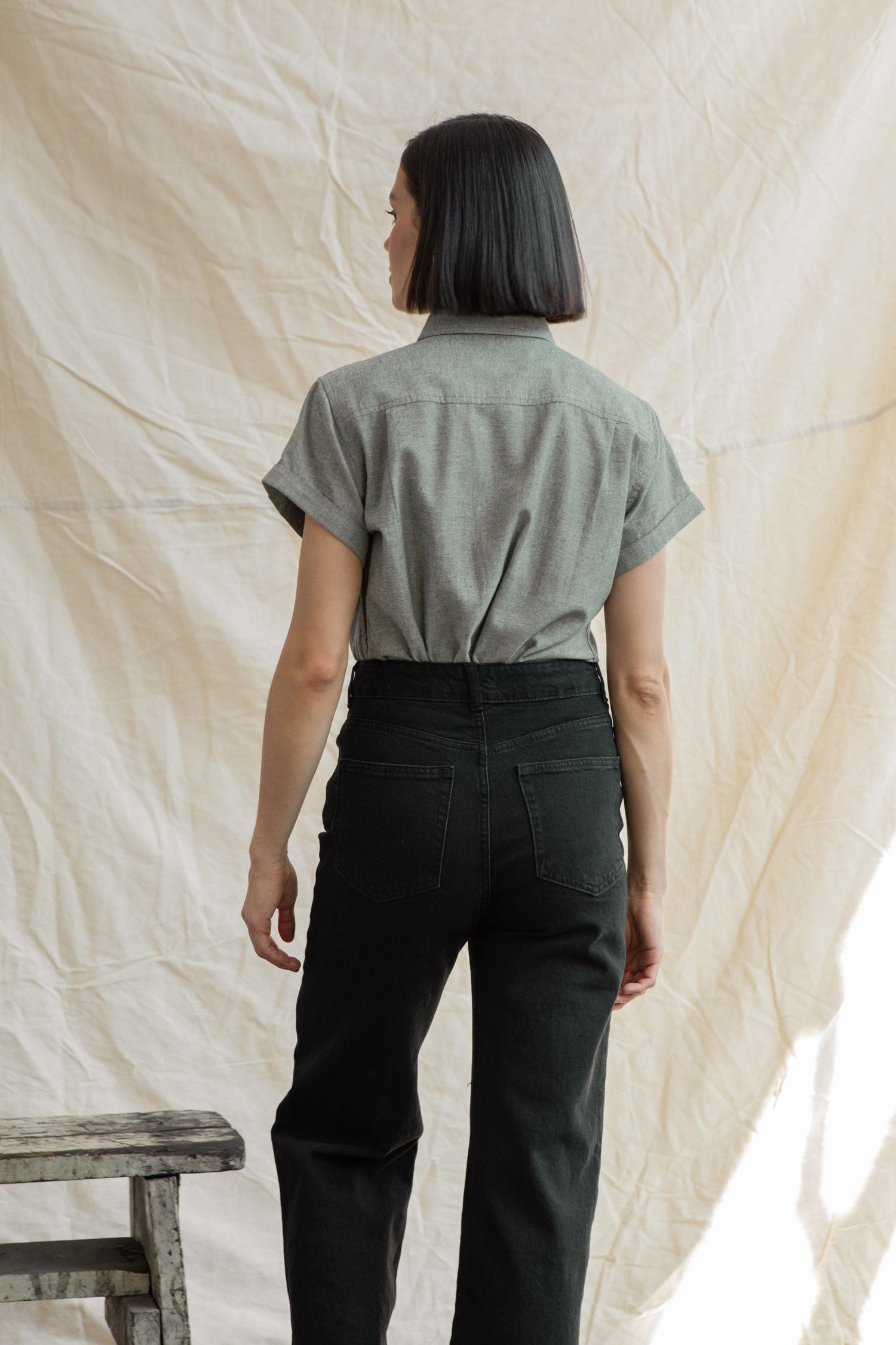 Bea Shirt / Sage Chambray