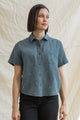 Greer Cropped Shirt / Slate Mini Flora