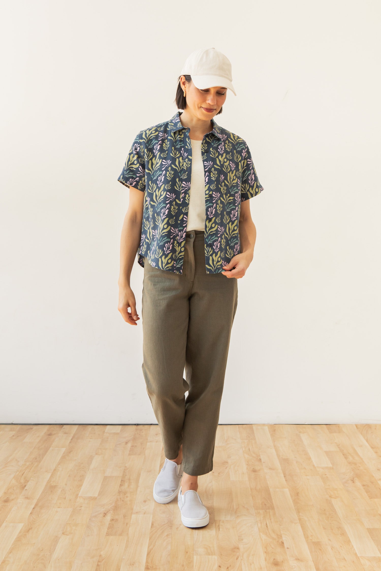 Greer Cropped Shirt / Spring Kelp