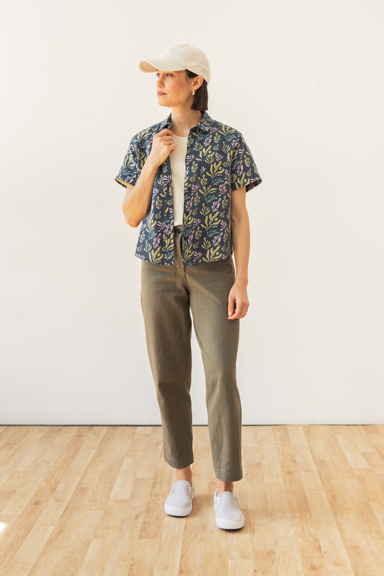 Greer Cropped Shirt / Spring Kelp