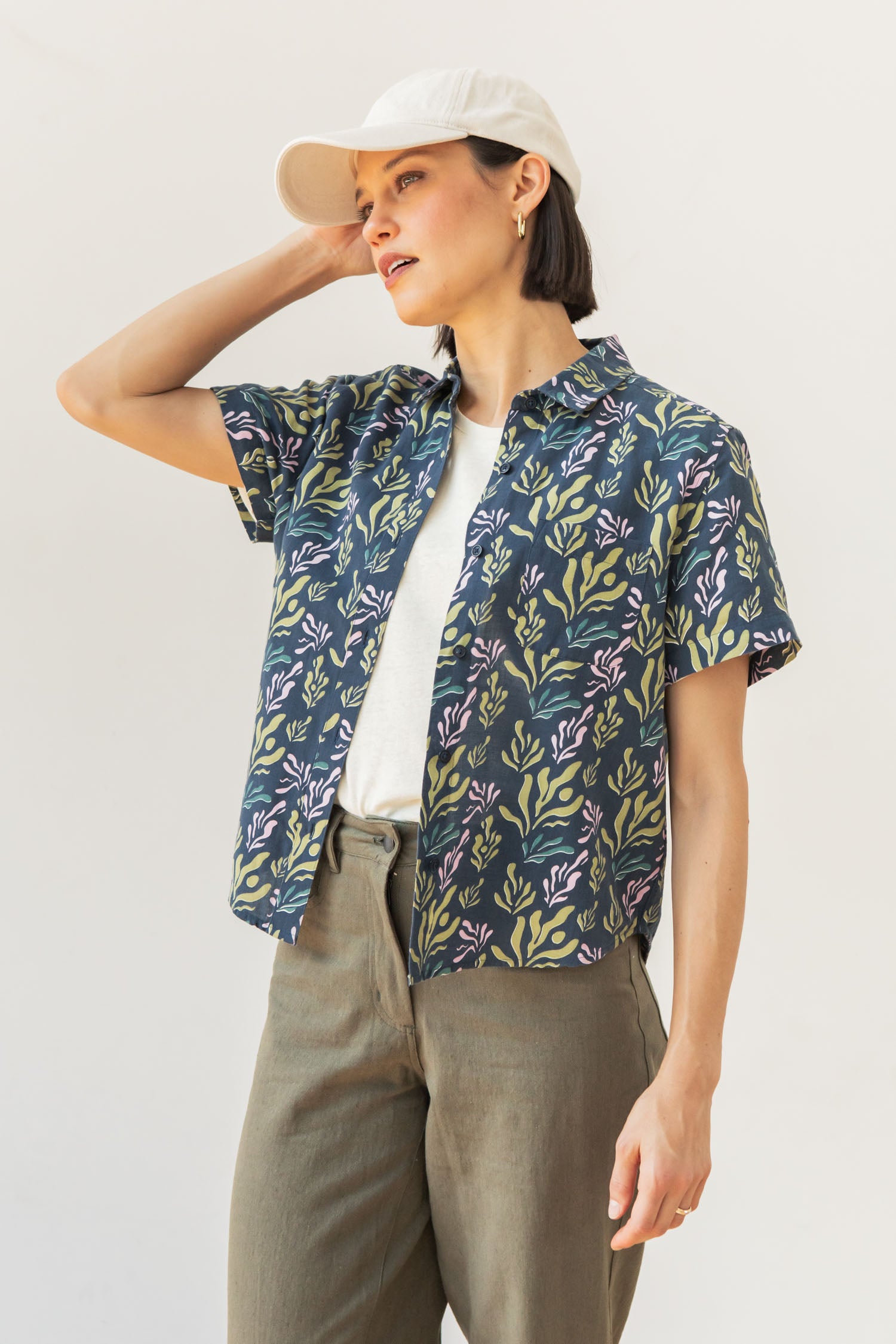 Greer Cropped Shirt / Spring Kelp