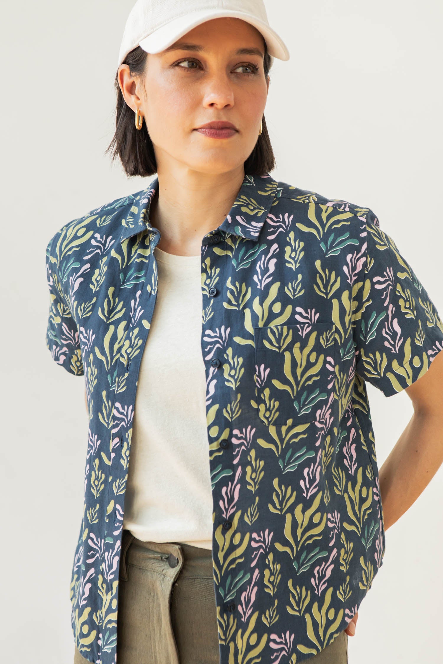 Greer Cropped Shirt / Spring Kelp