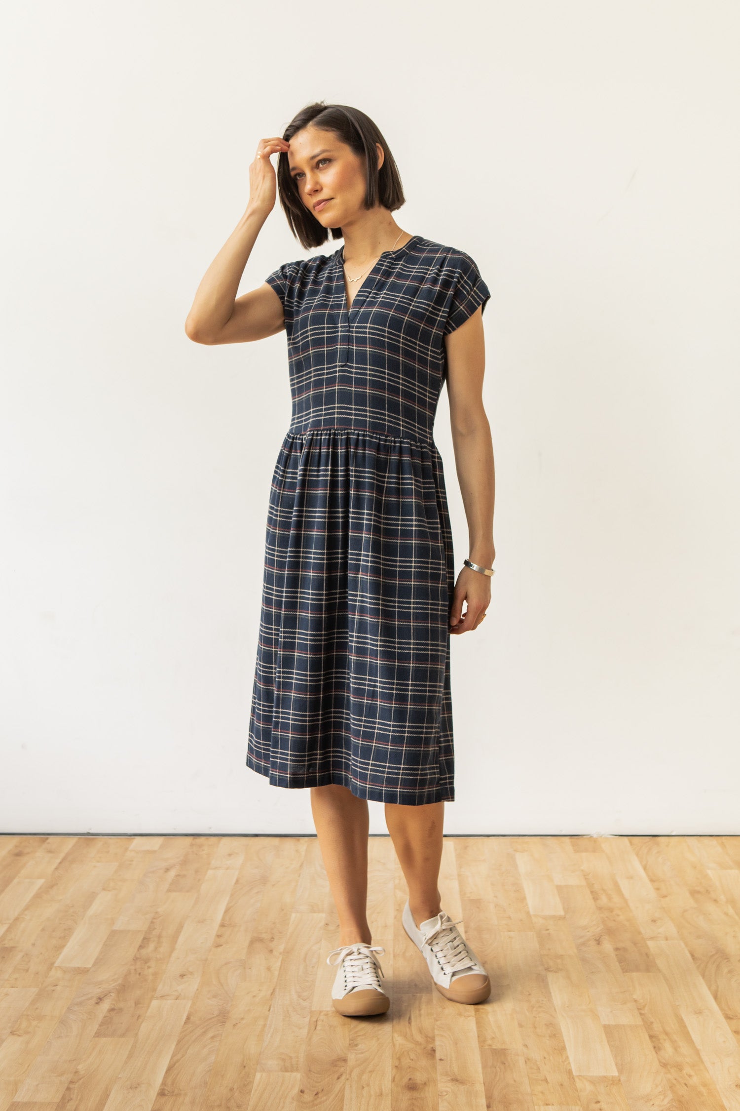 Ira Dress / Dusk Herringbone Plaid