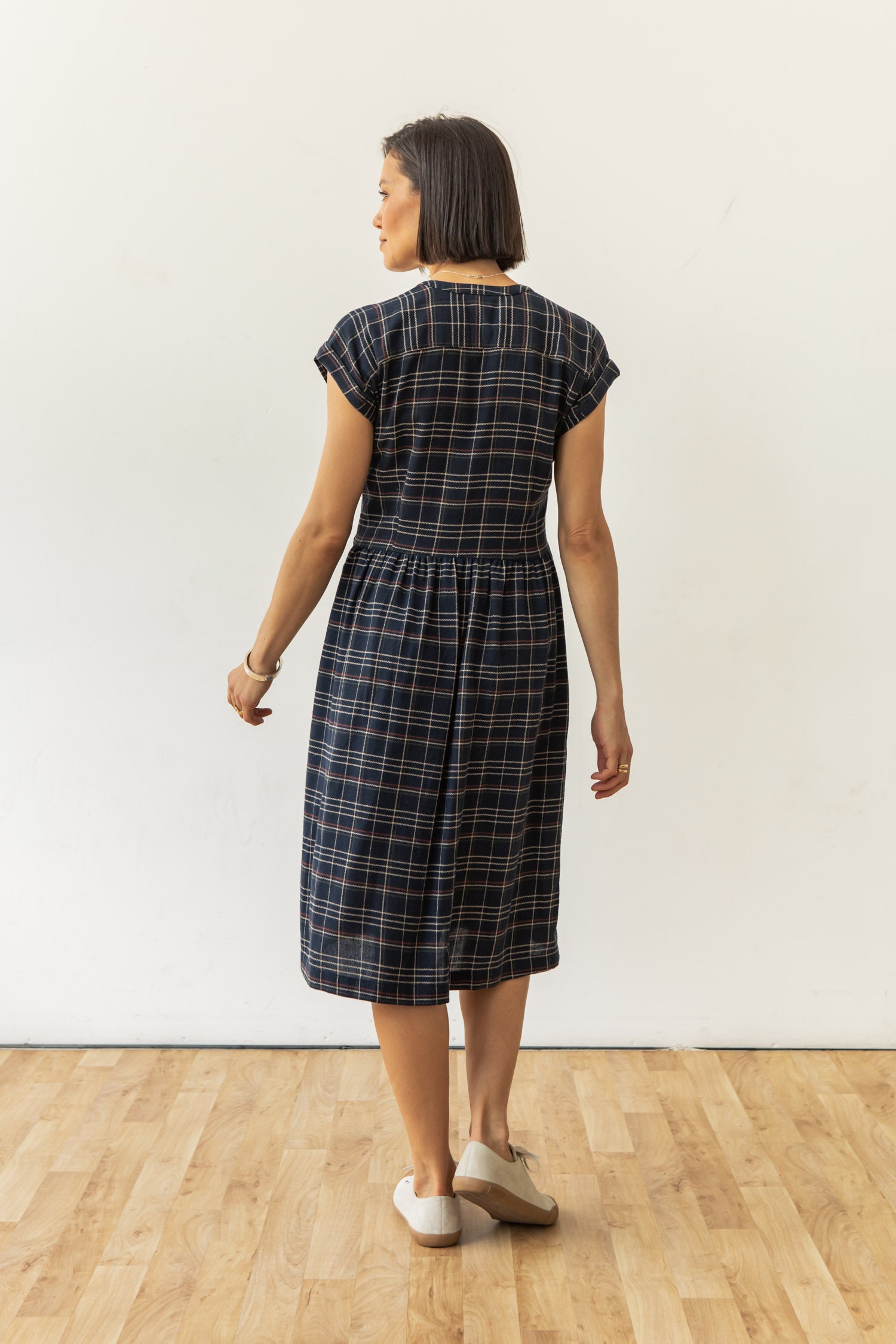 Ira Dress / Dusk Herringbone Plaid