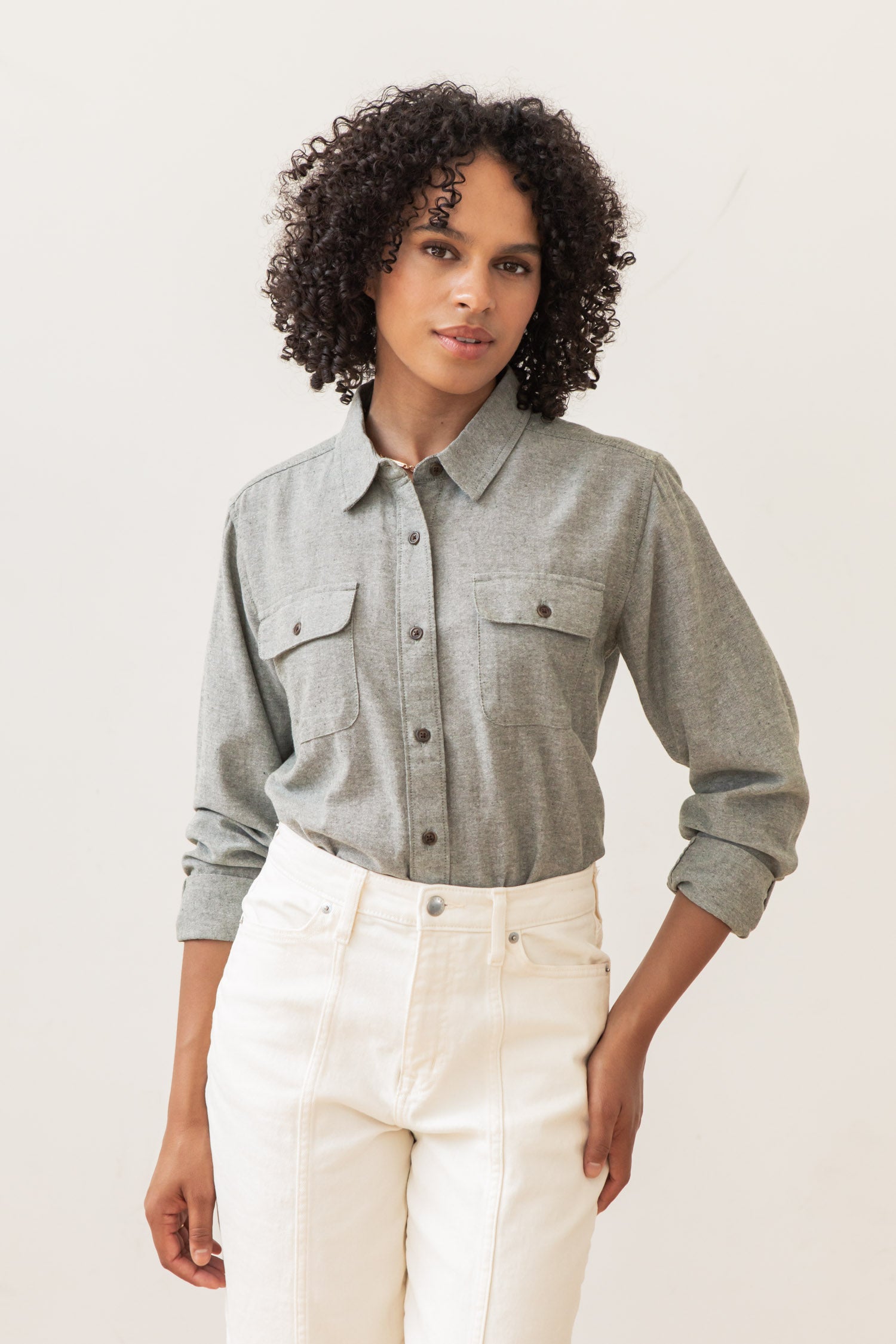 Lenon Shirt / Sage Chambray