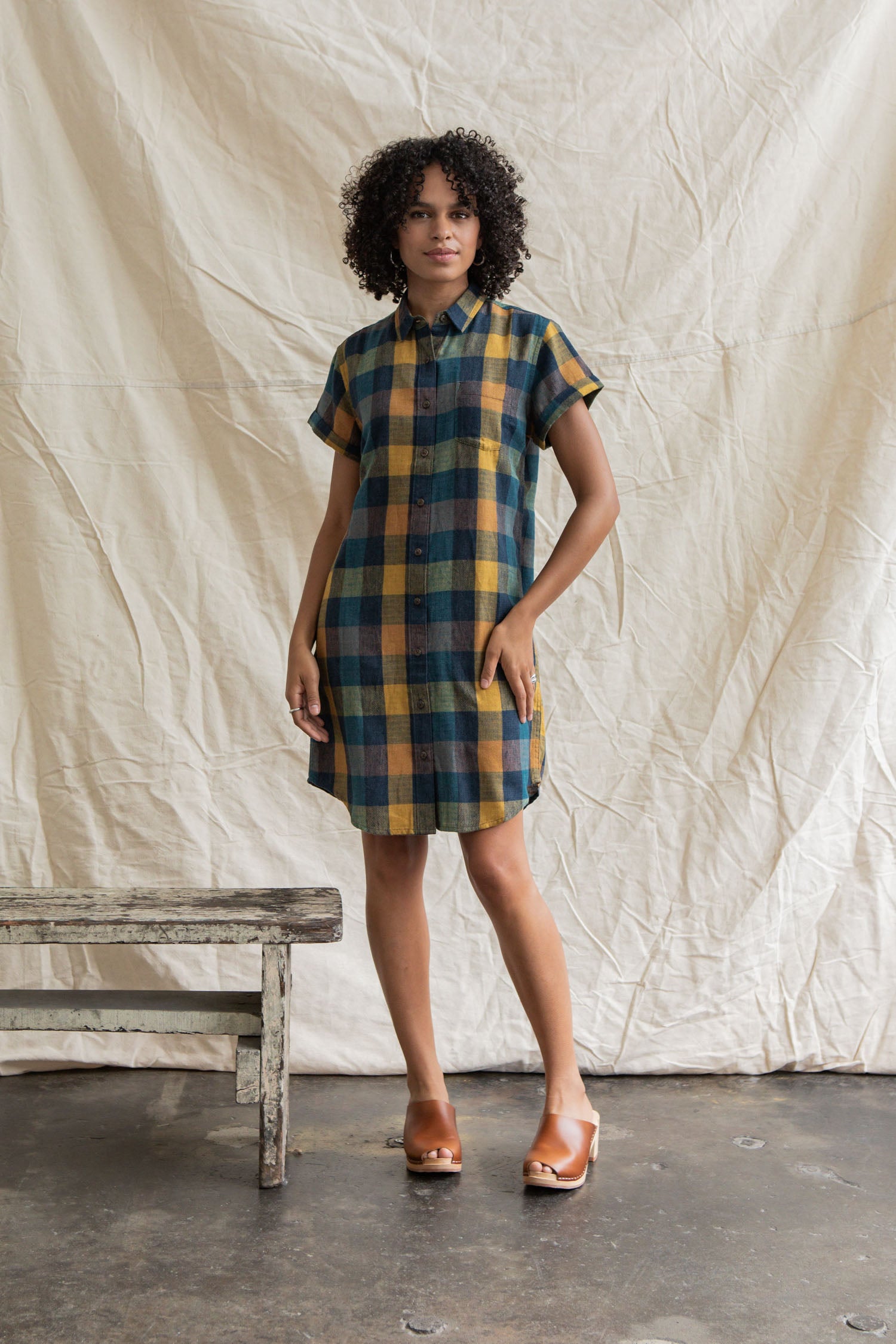 Loren Shirt Dress / Moonbow Plaid