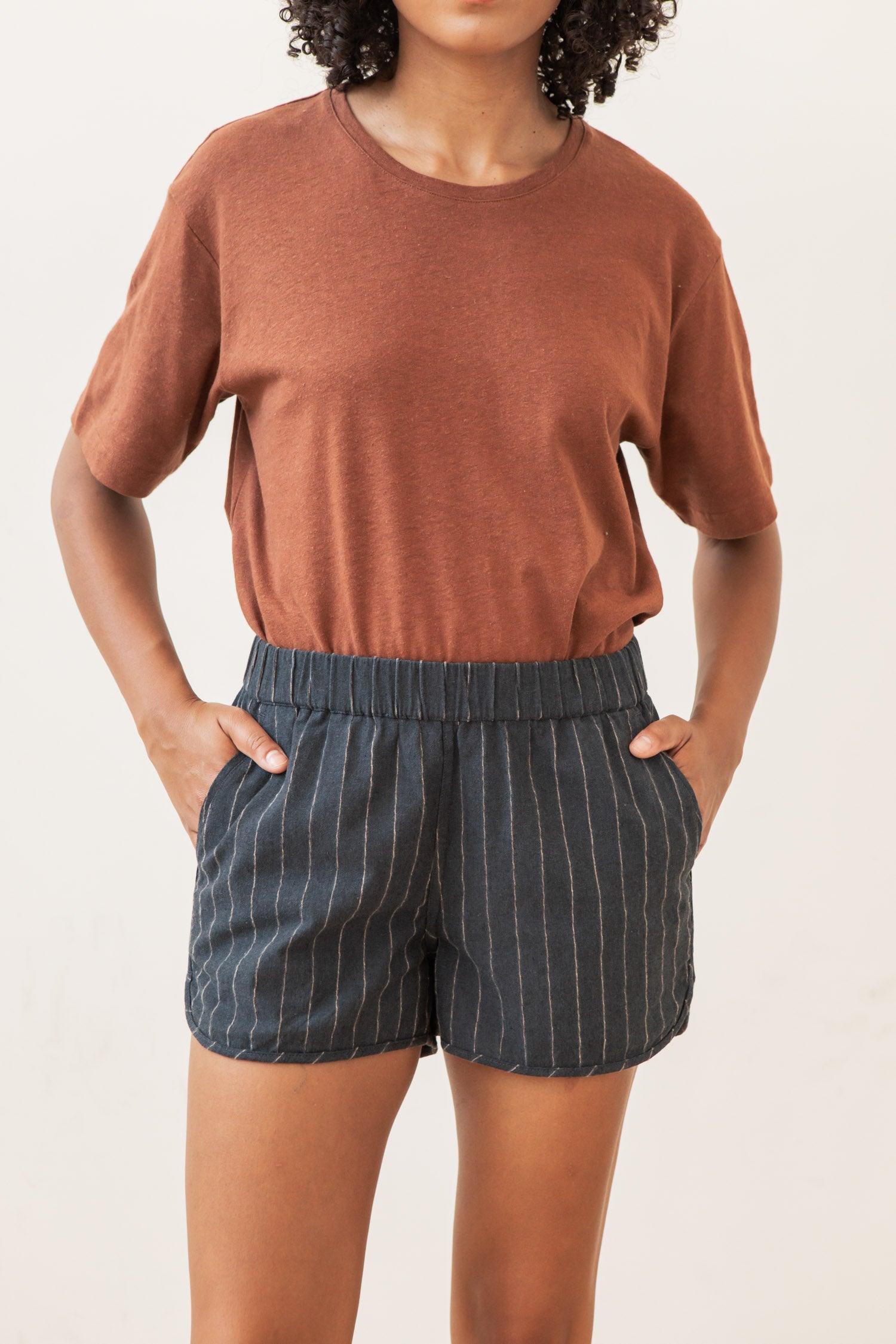 Luca Track Short / Charcoal Stripe