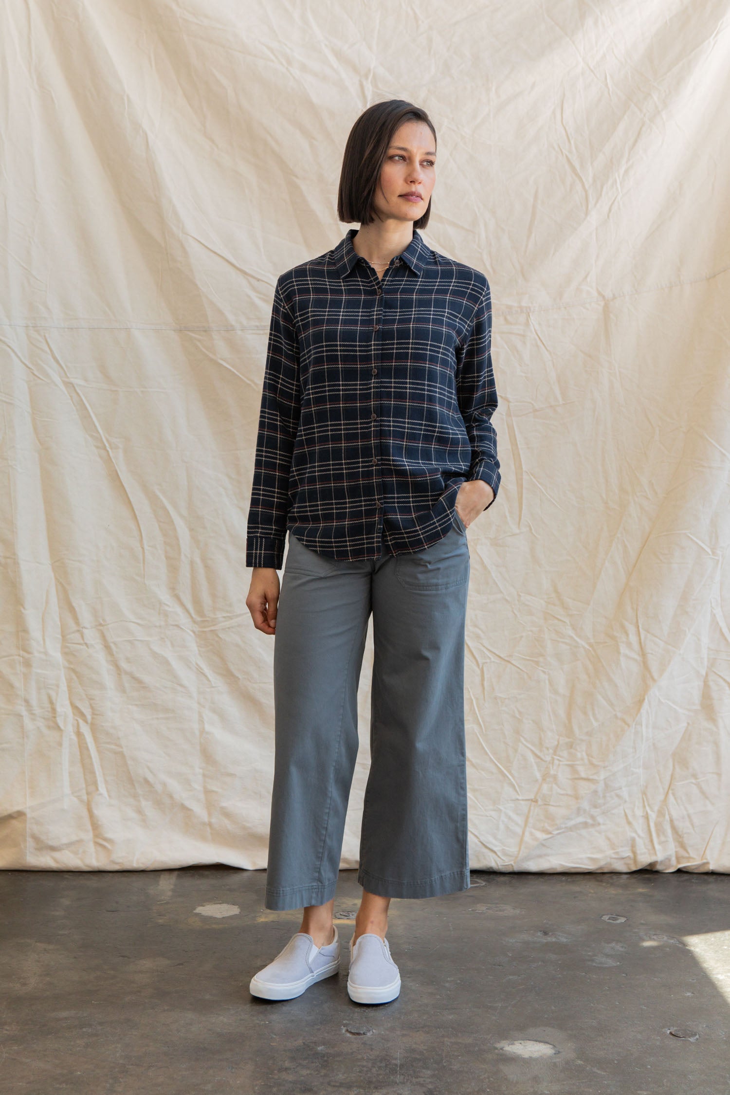 Olivia Slim Shirt / Dusk Herringbone Plaid