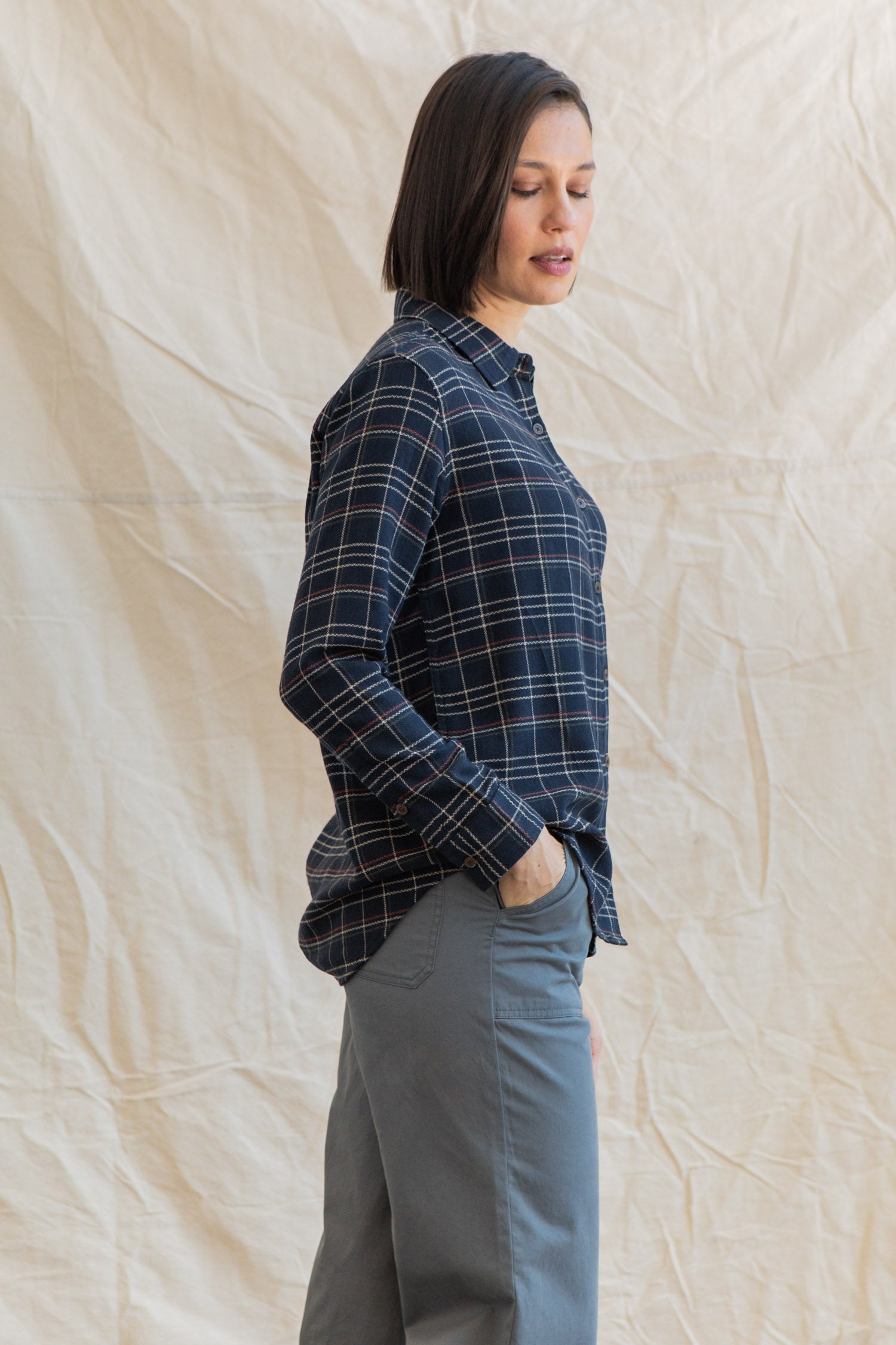 Olivia Slim Shirt / Dusk Herringbone Plaid