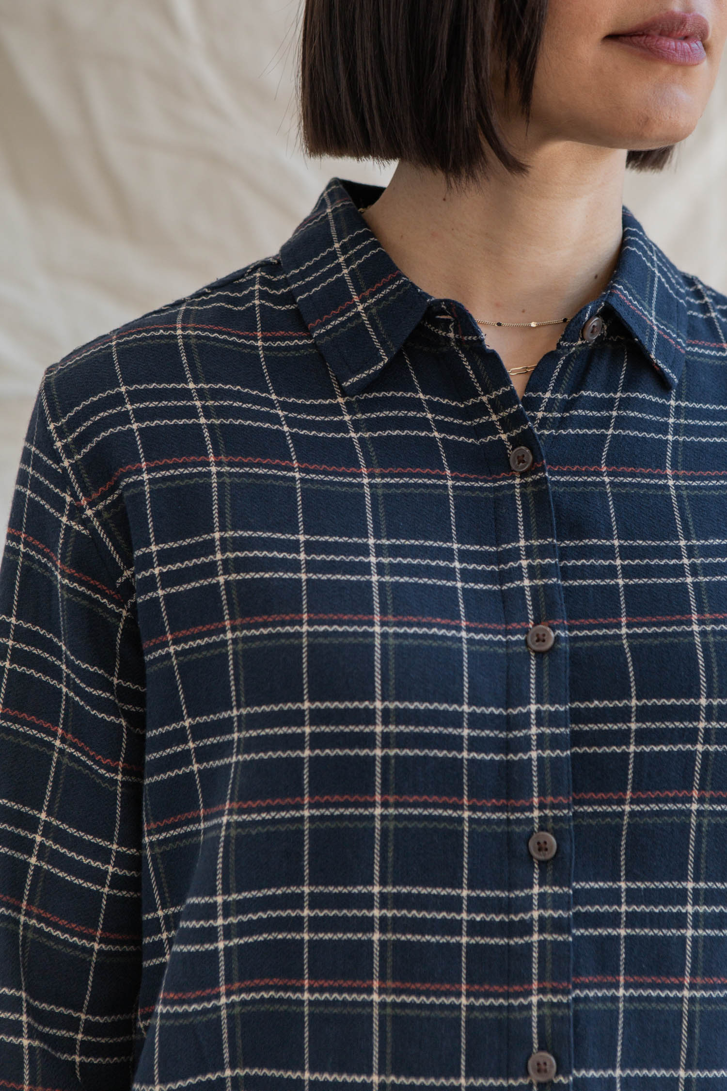 Olivia Slim Shirt / Dusk Herringbone Plaid