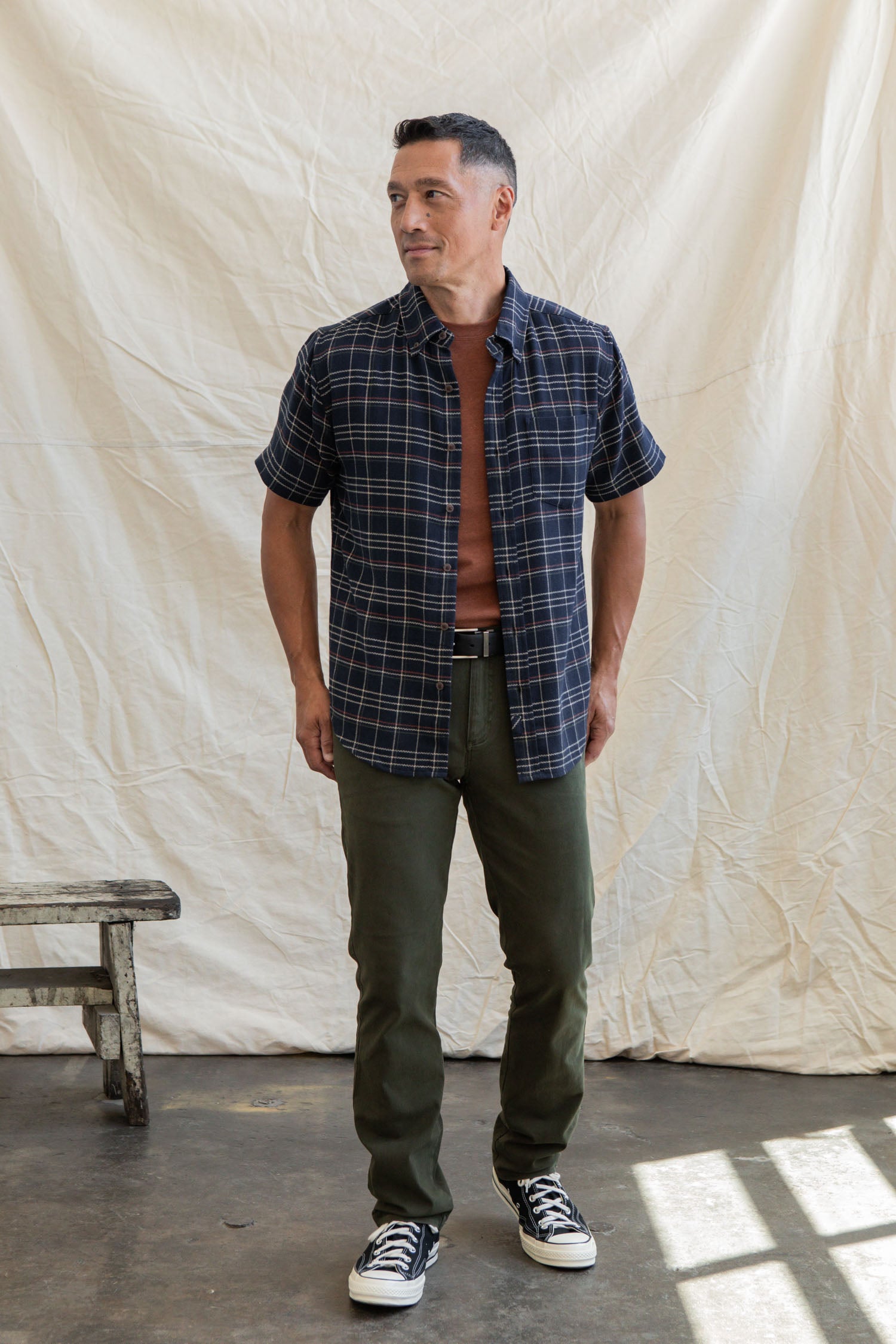 Jordan Slim Shirt / Dusk Herringbone Plaid