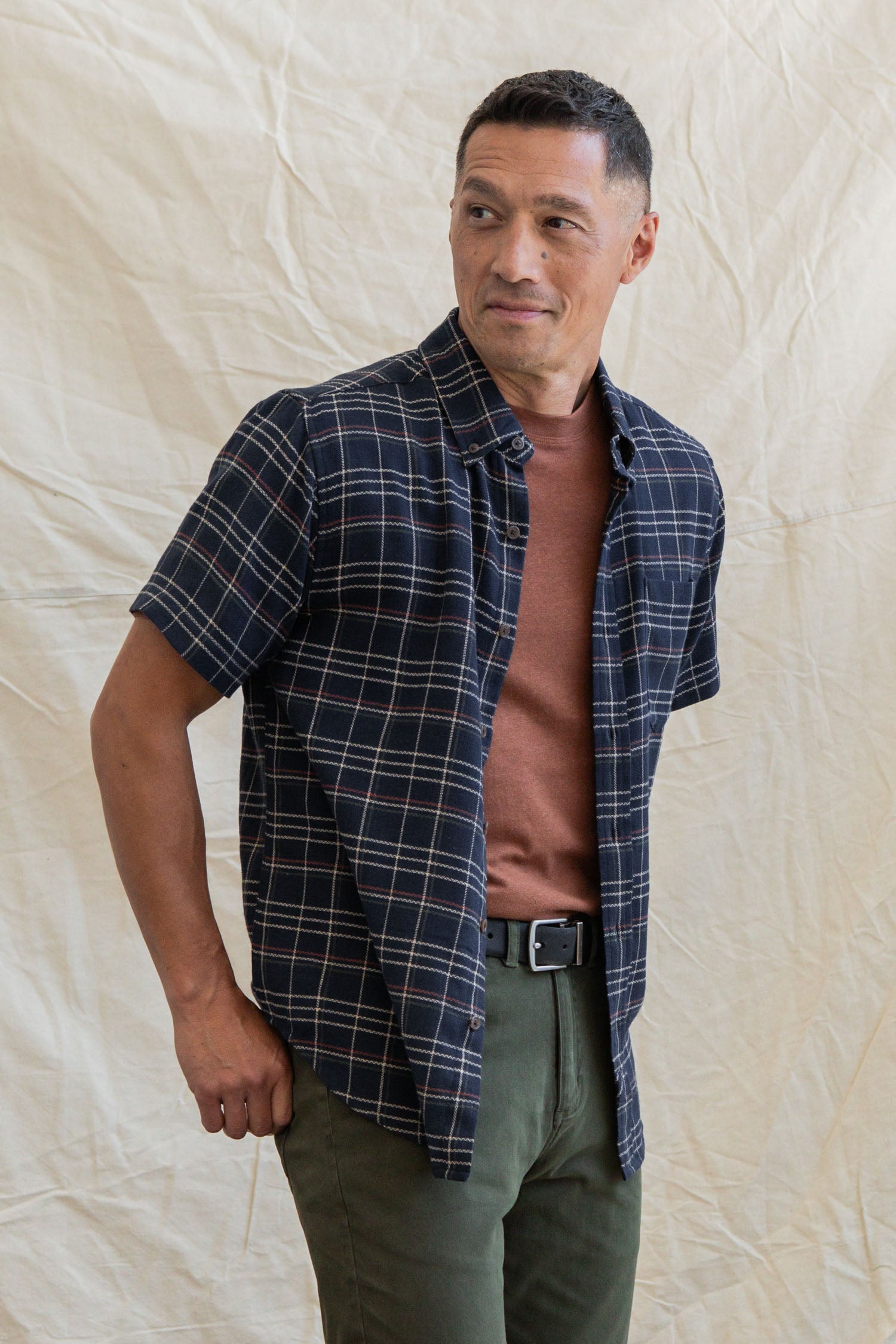 Jordan Slim Shirt / Dusk Herringbone Plaid