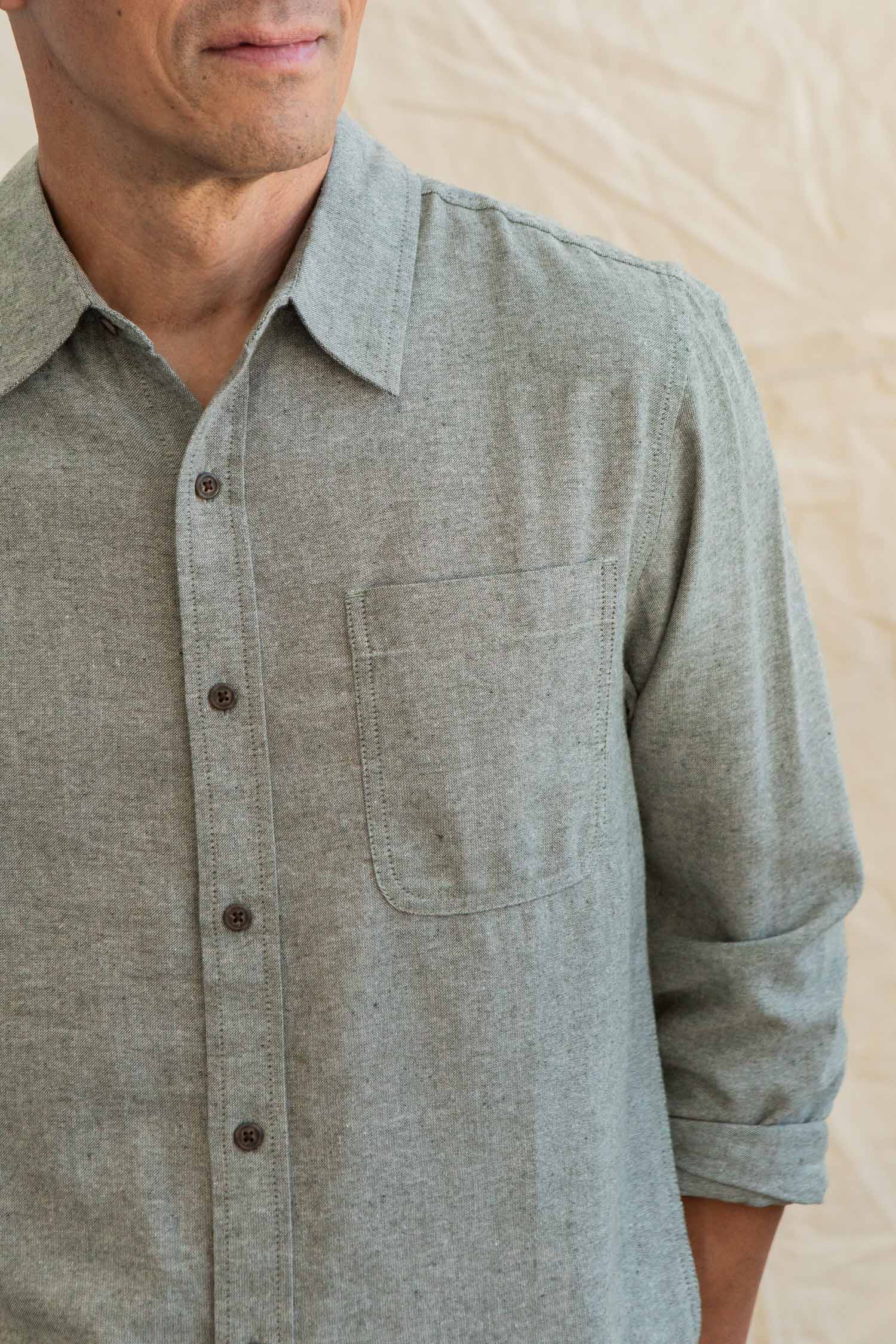 Larson Shirt / Sage Chambray