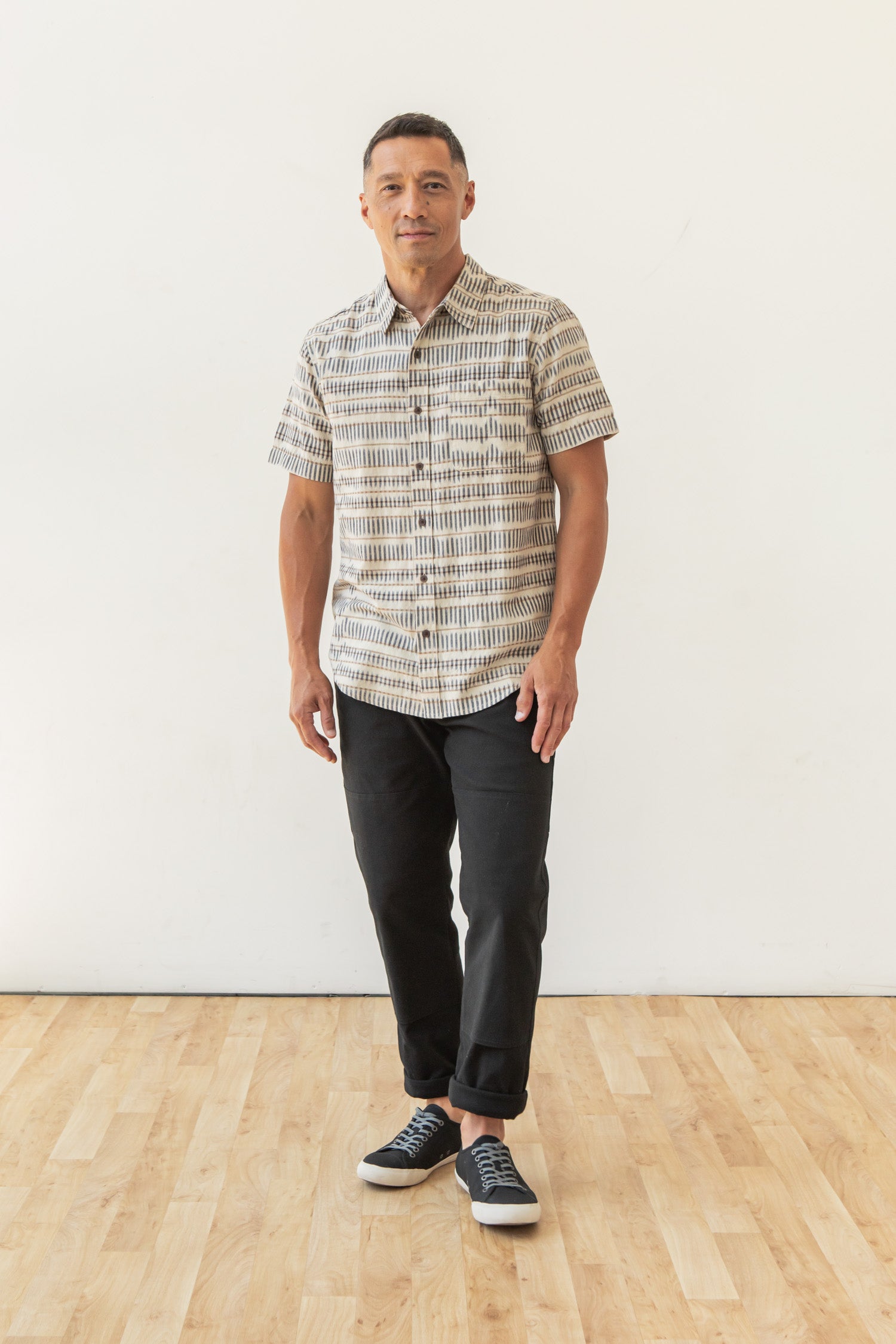 Malcolm Shirt / Mushroom Ikat Stripe