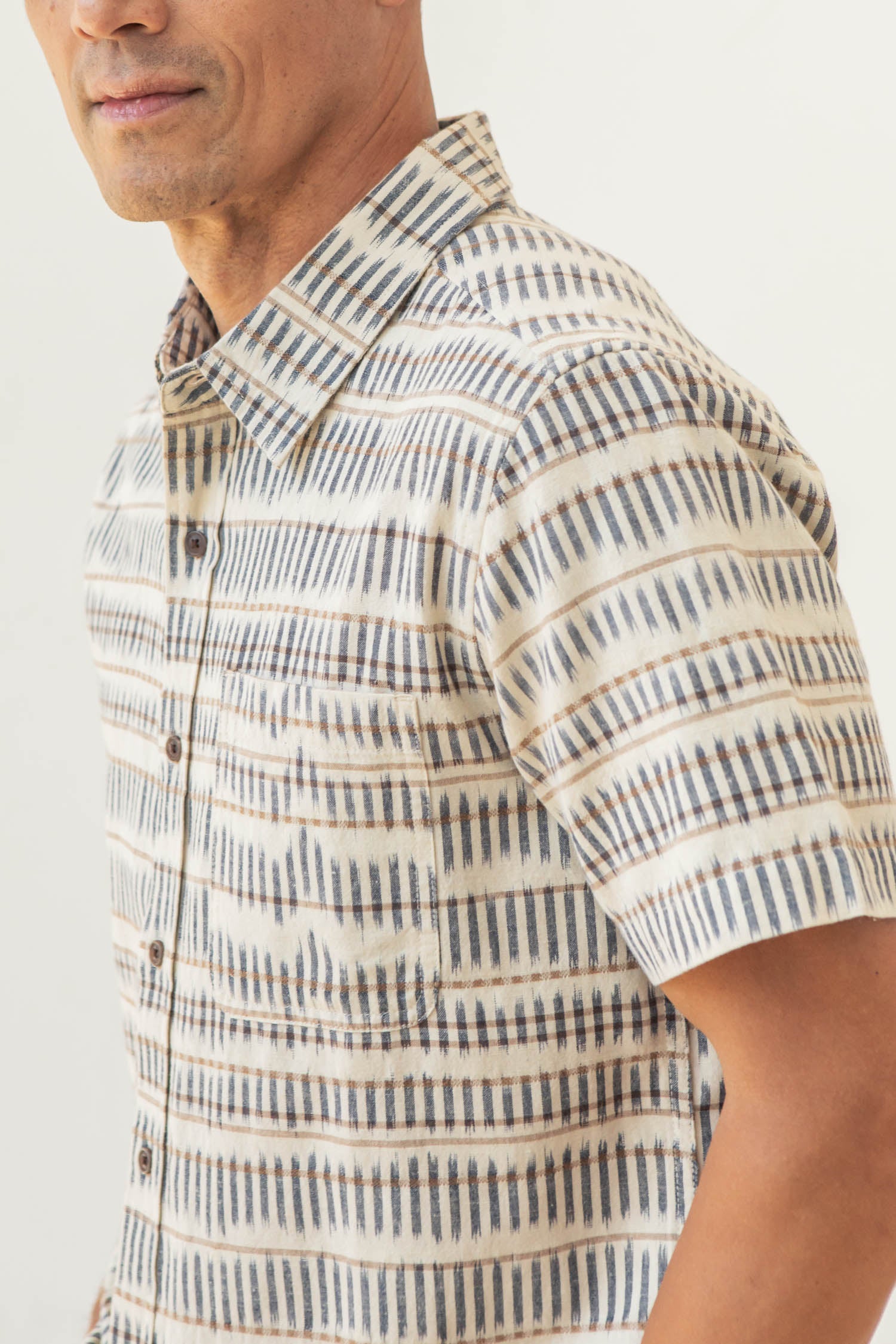 Malcolm Shirt / Mushroom Ikat Stripe