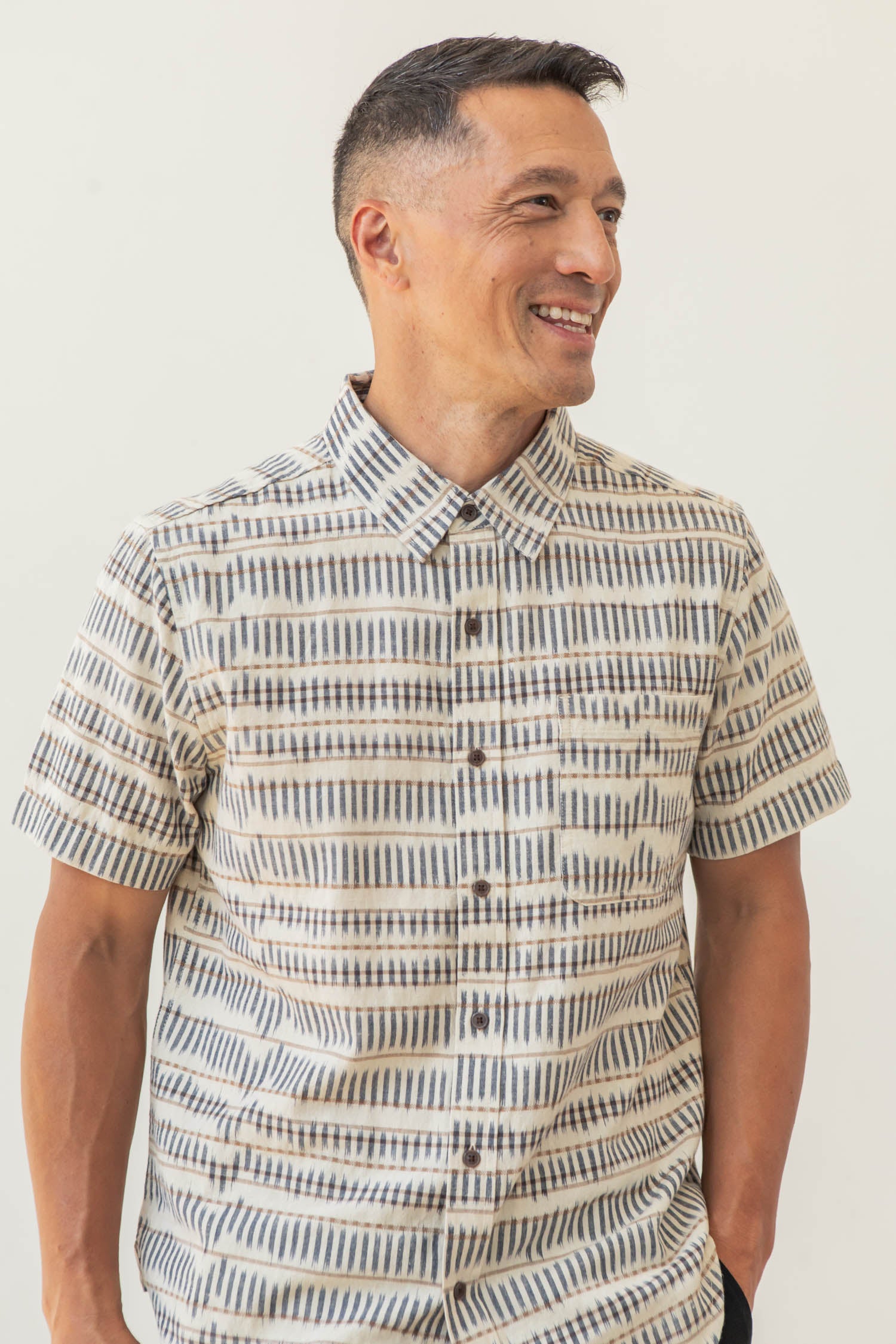 Malcolm Shirt / Mushroom Ikat Stripe