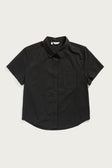 Greer Cropped Shirt / Black Poplin