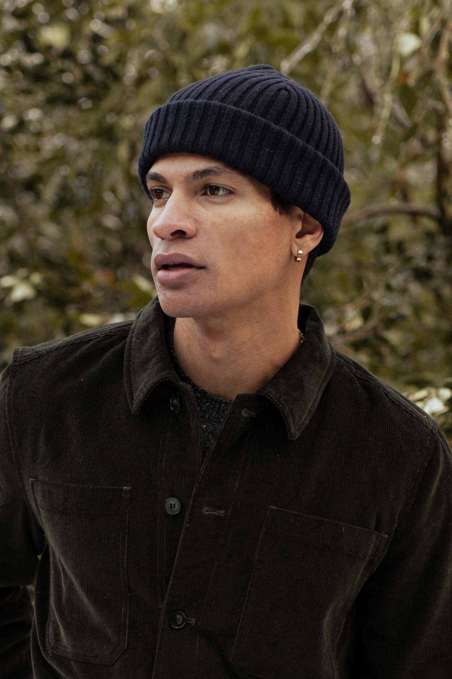 Chunky Ribbed Beanie / Dark Navy