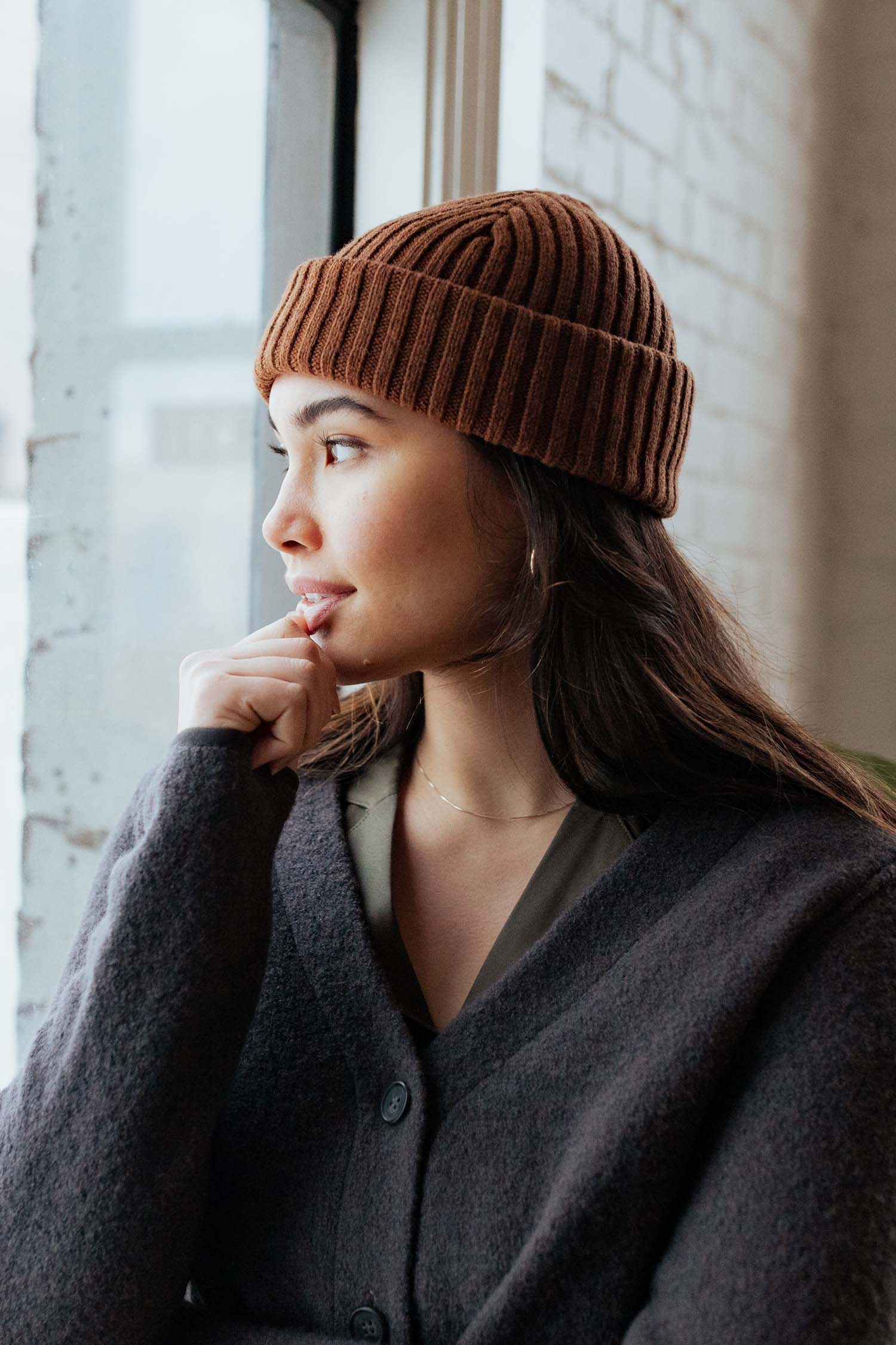 Chunky Ribbed Beanie / Warm Ochre