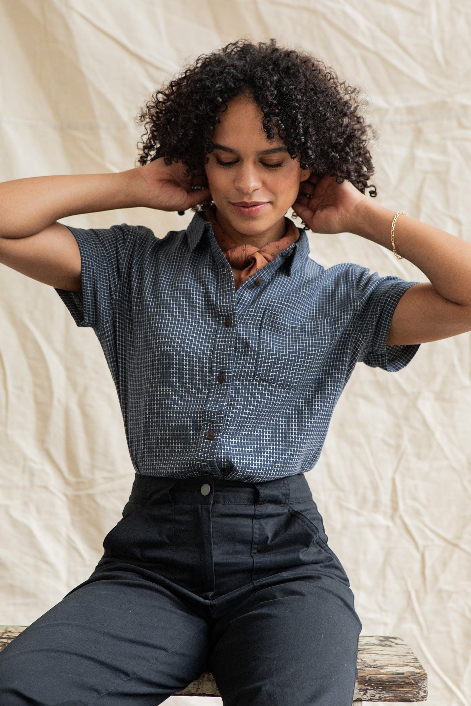 Lana Shirt / Navy Grid