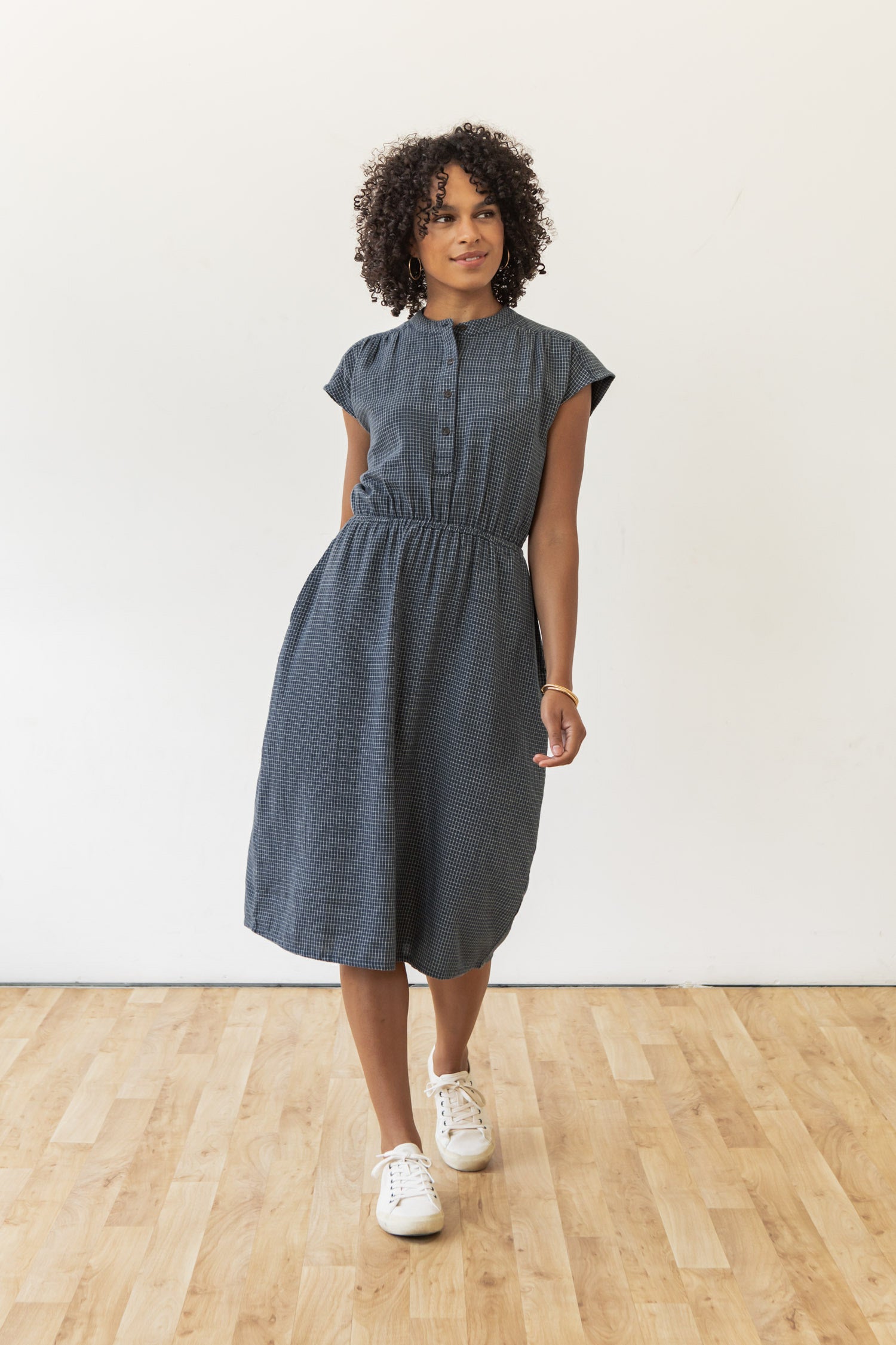 Lorane Dress / Navy Grid