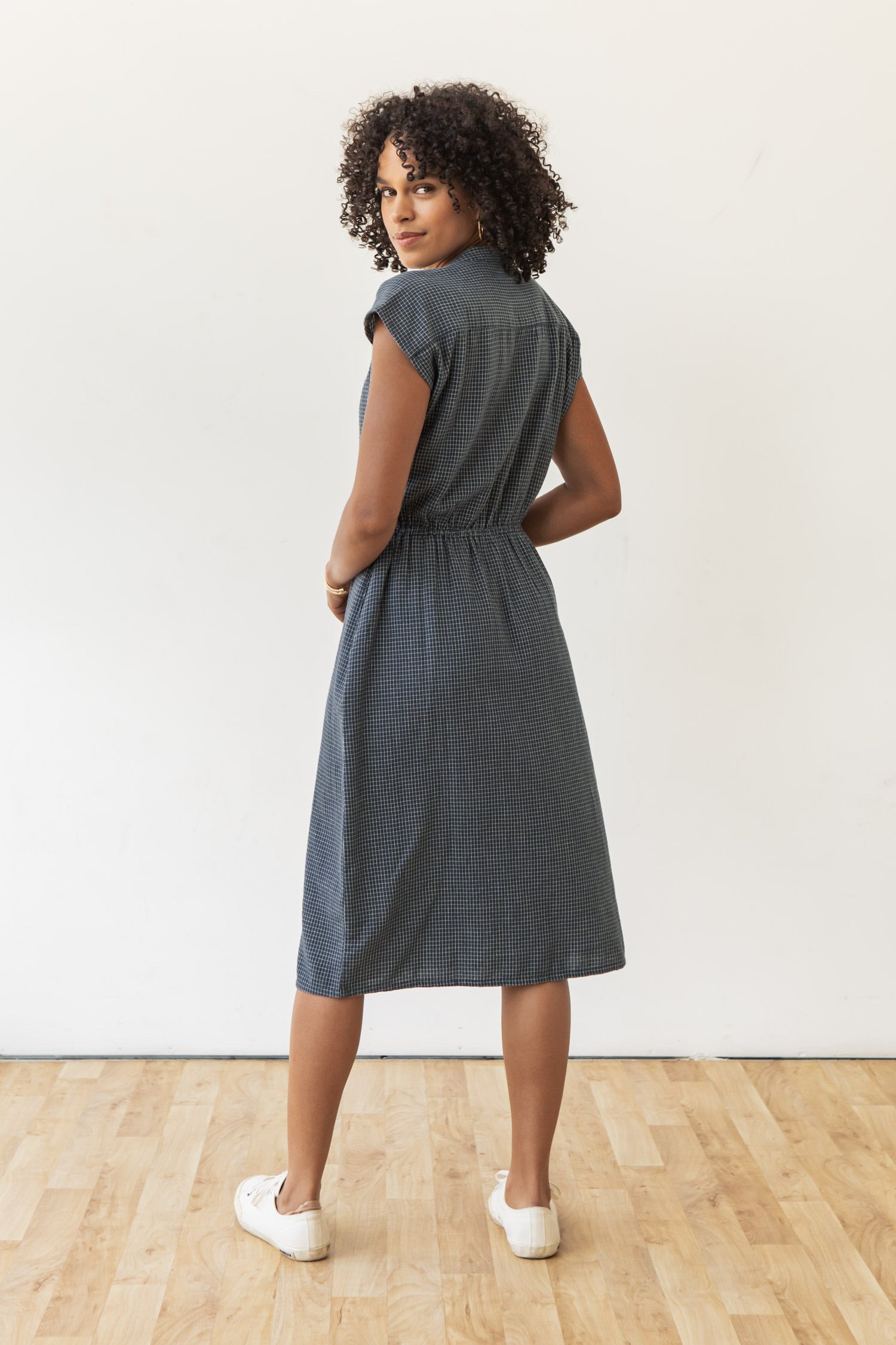 Lorane Dress / Navy Grid