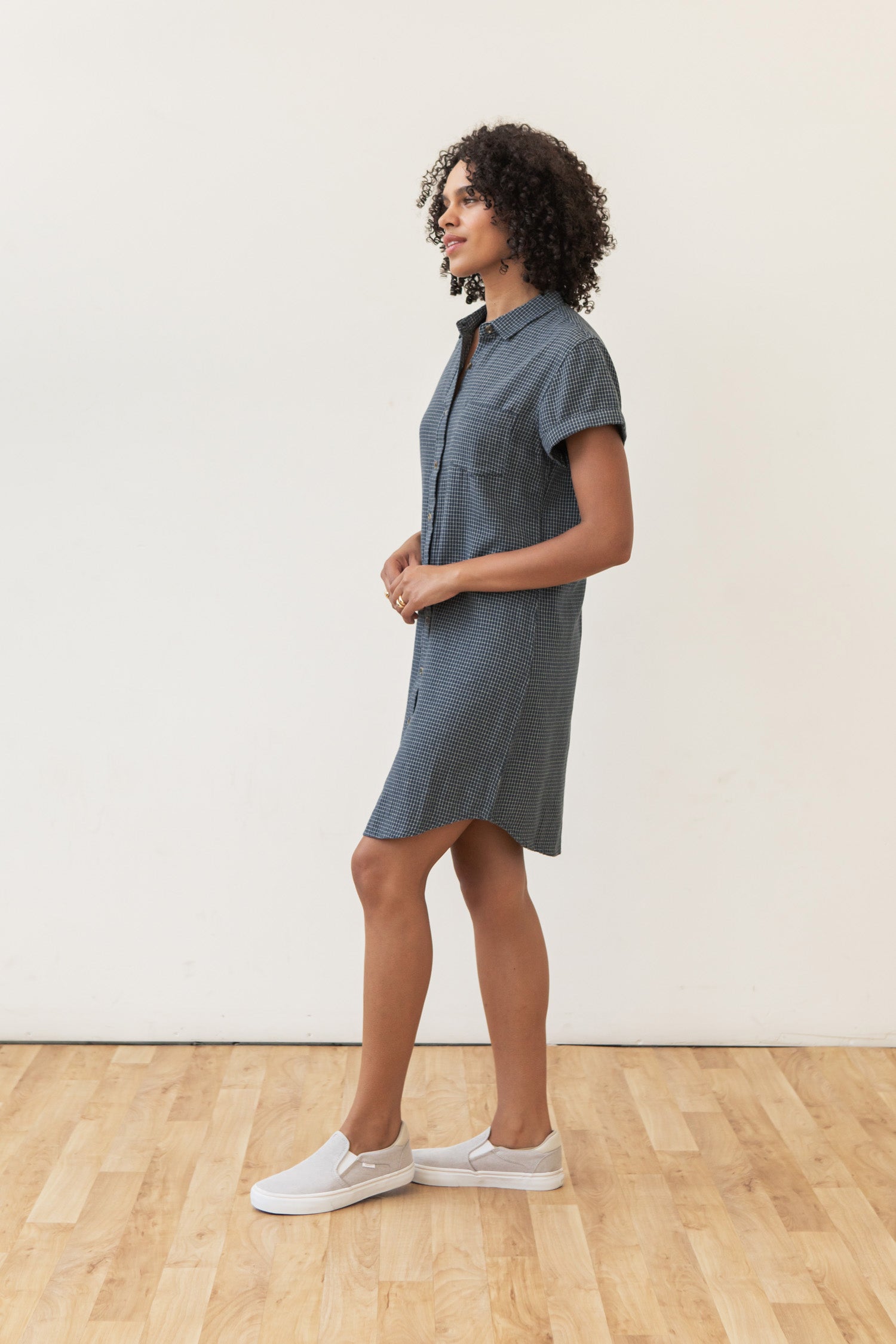 Loren Shirt Dress / Navy Grid