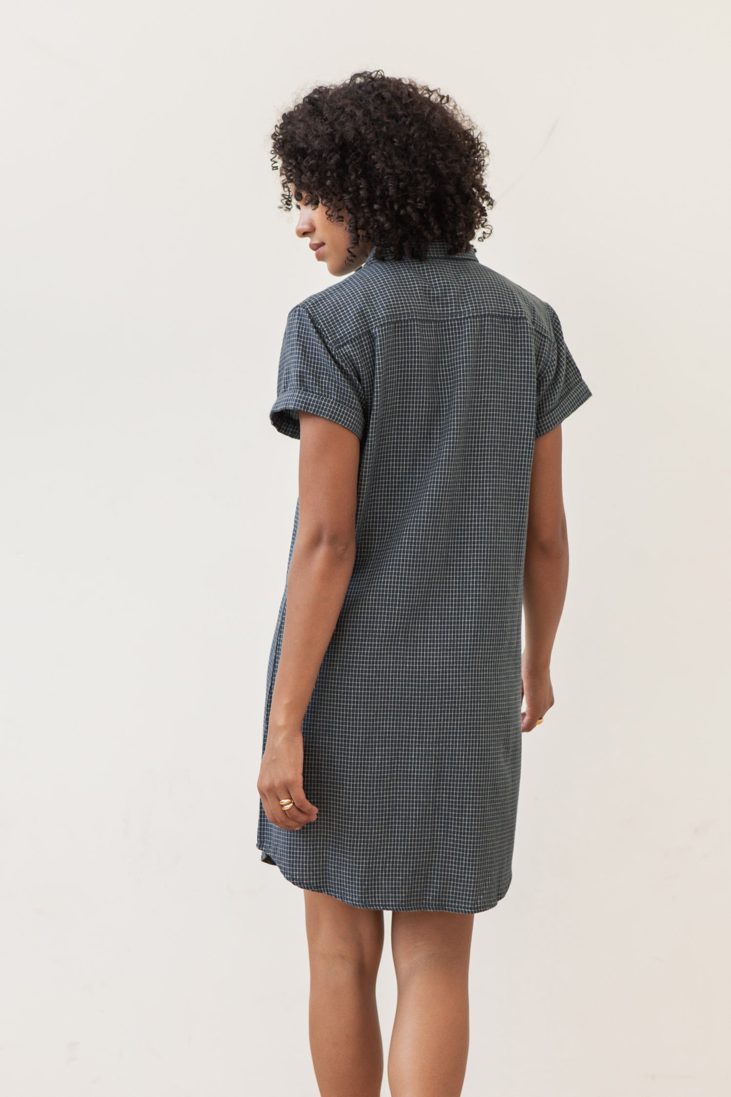 Loren Shirt Dress / Navy Grid